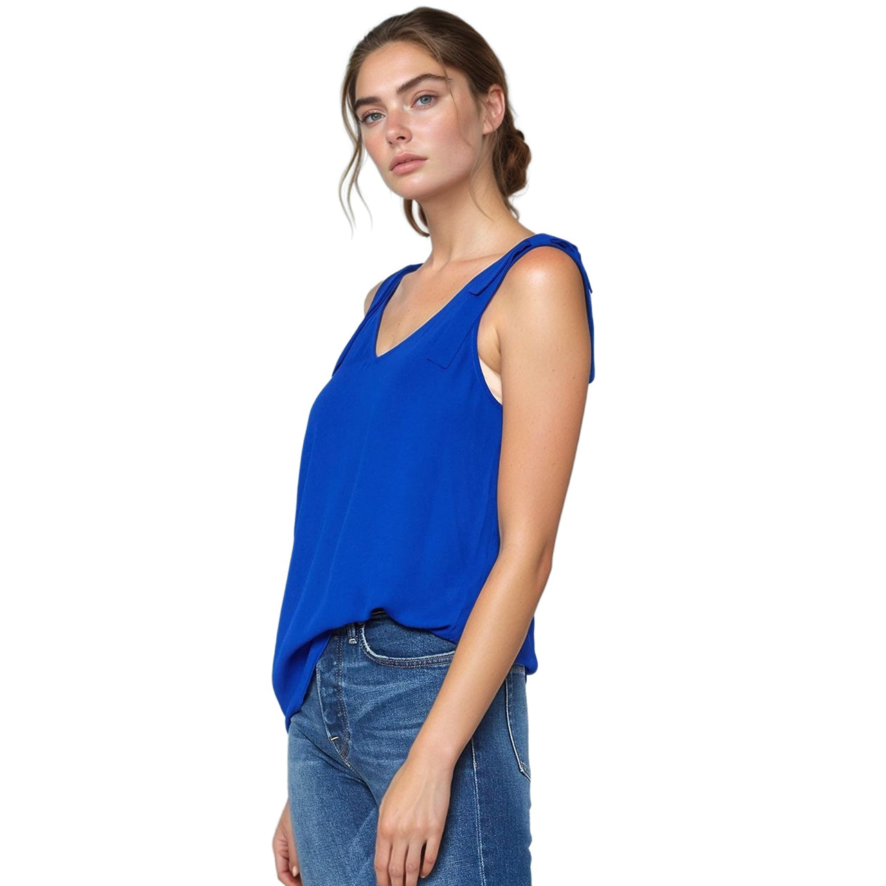 Pleione V-Neck Bow Tie Shoulder Cami Blouse