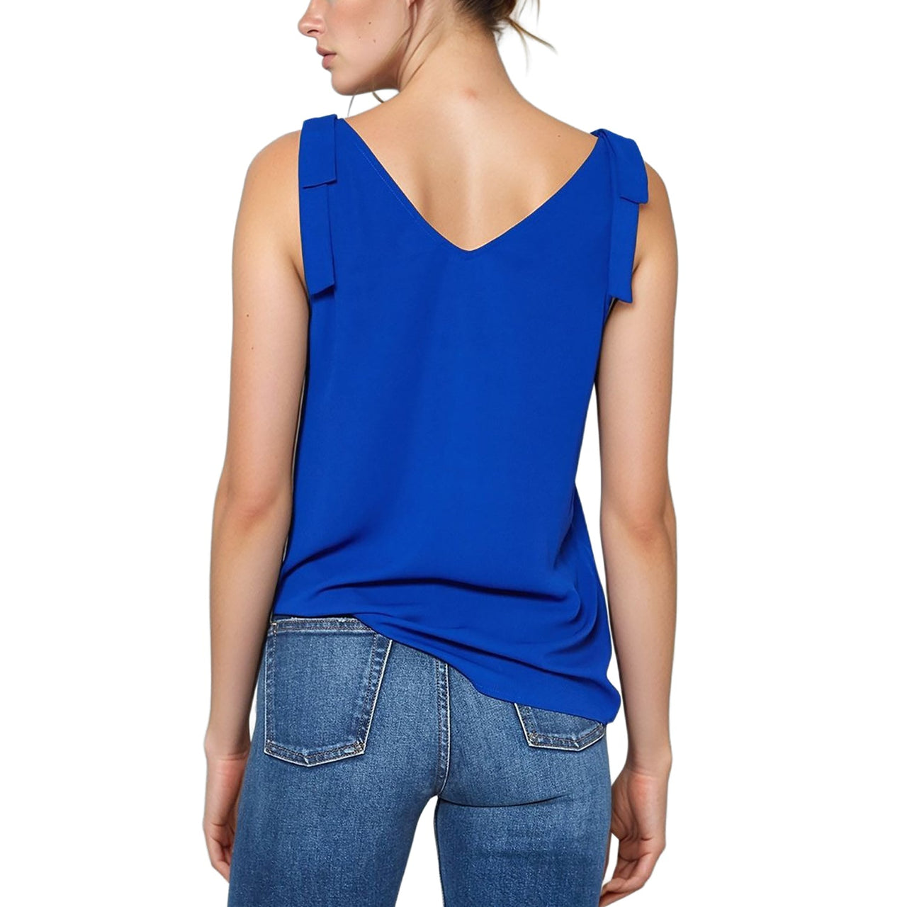 Pleione V-Neck Bow Tie Shoulder Cami Blouse