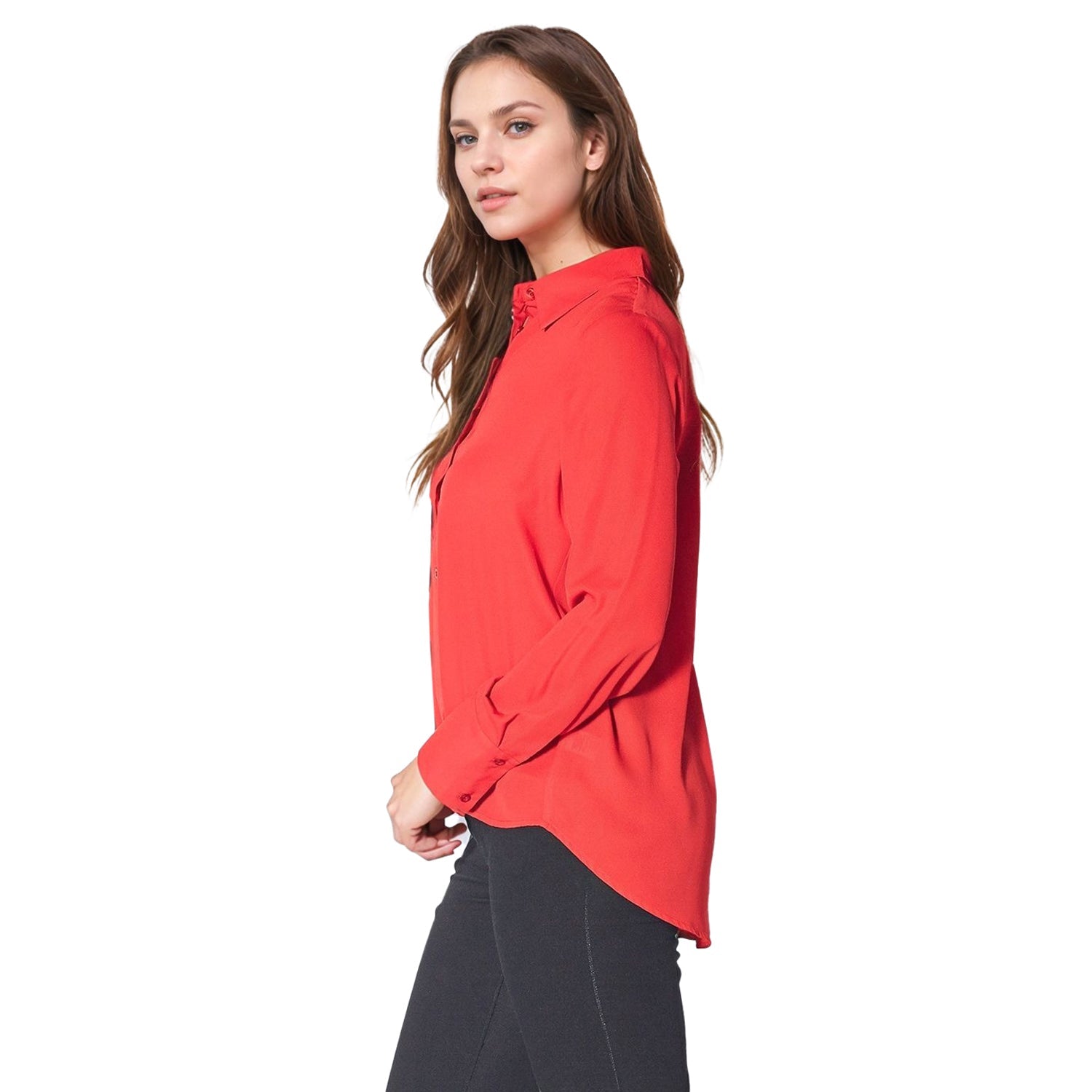 Pleione Women's Button Up Basic Shirt