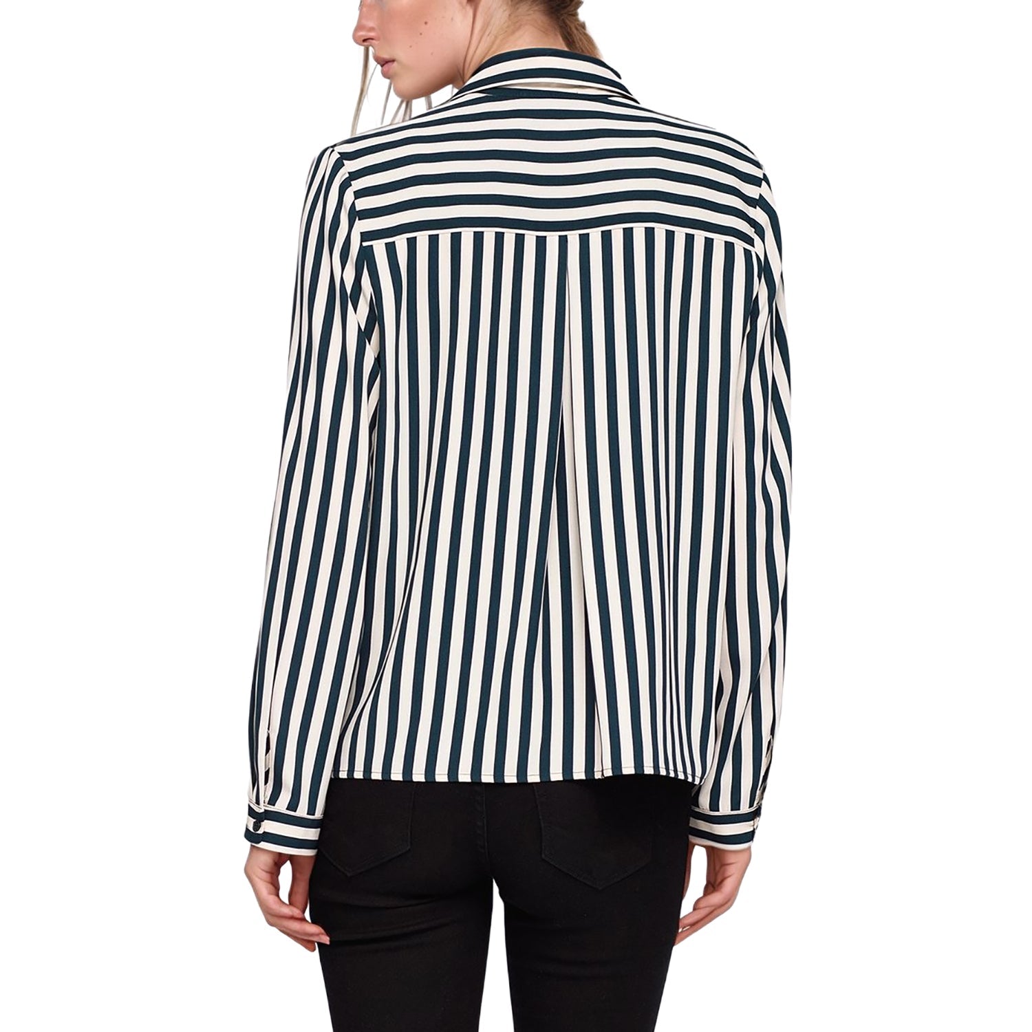 Pleione V-neck Button Down Stripe Shirt Blouse