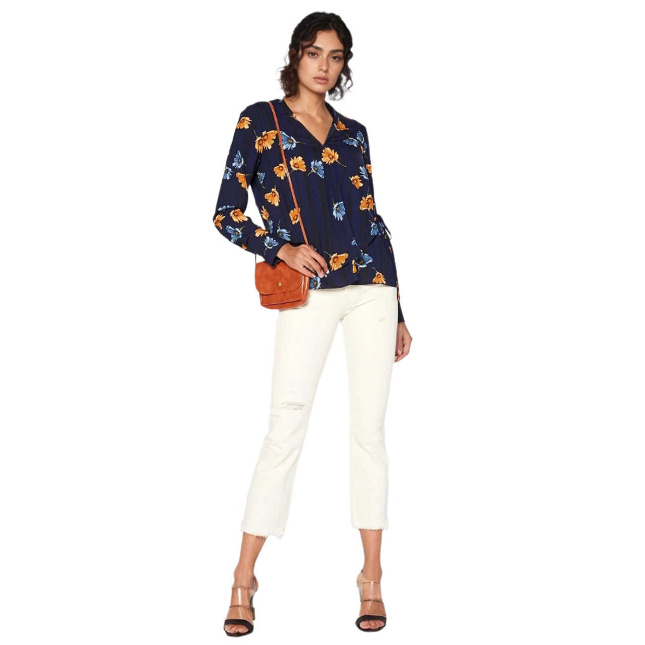 Pleione Women's Wrap Front Long Sleeve Blouse