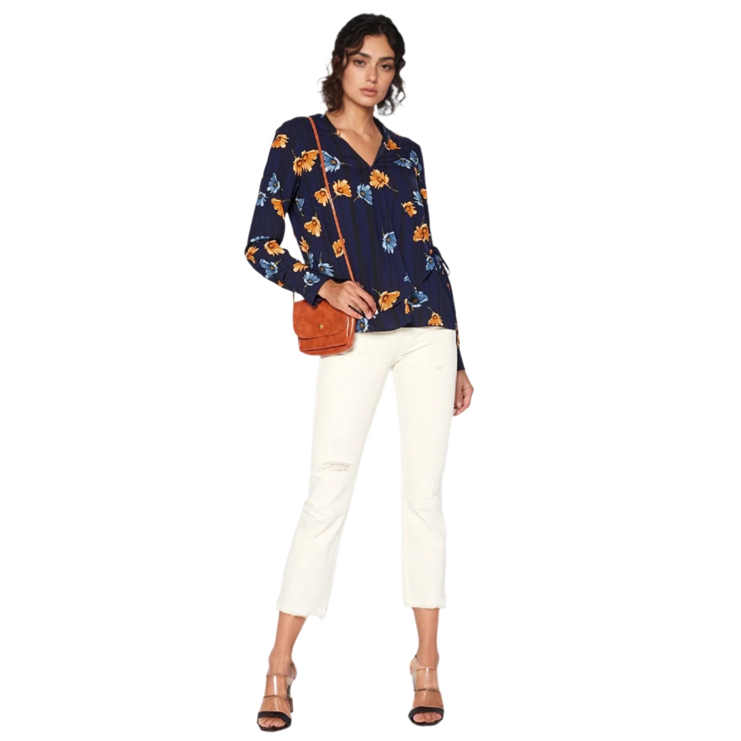 Pleione Women's Wrap Front Long Sleeve Blouse