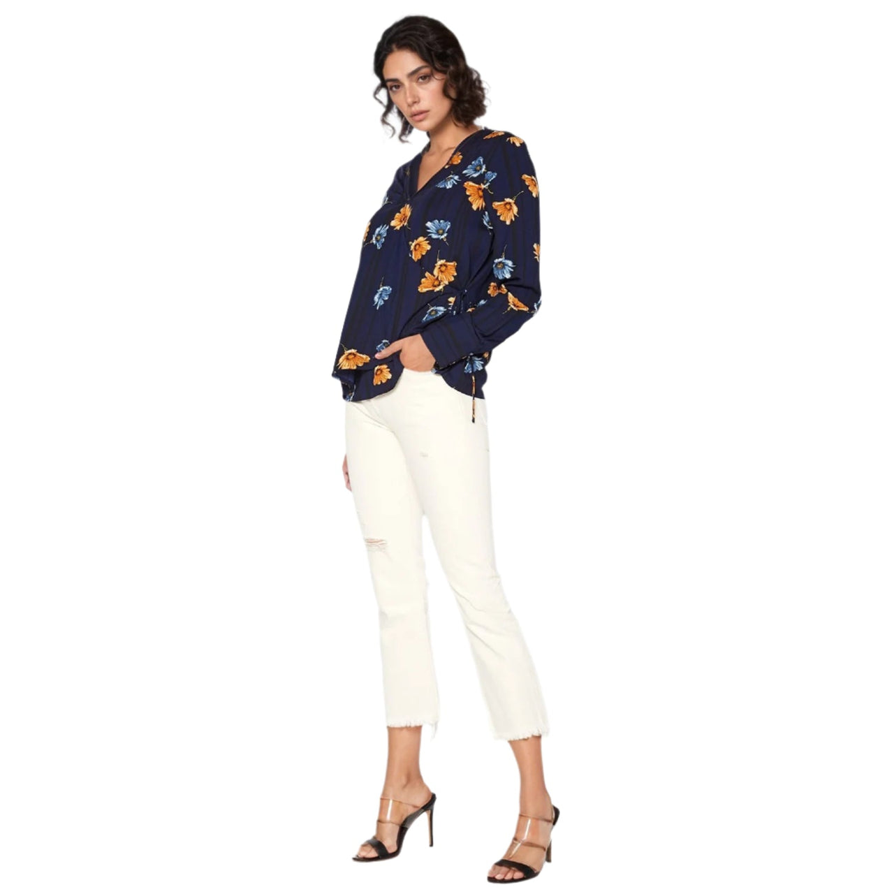 Pleione Women's Wrap Front Long Sleeve Blouse