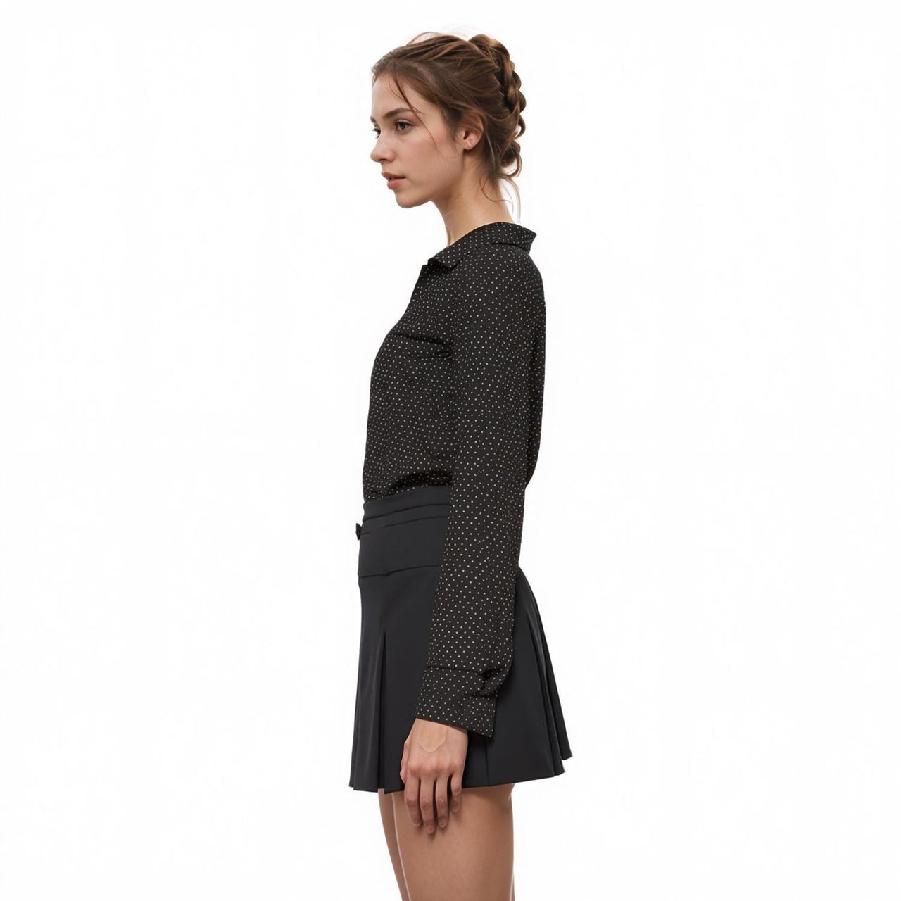 Pleione Women's Button Down Shirt Blouse in Black