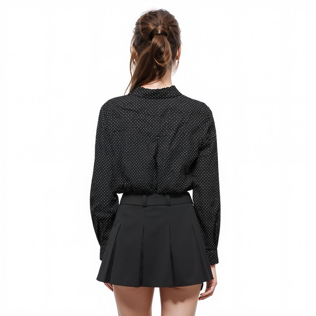 Pleione Women's Button Down Shirt Blouse in Black