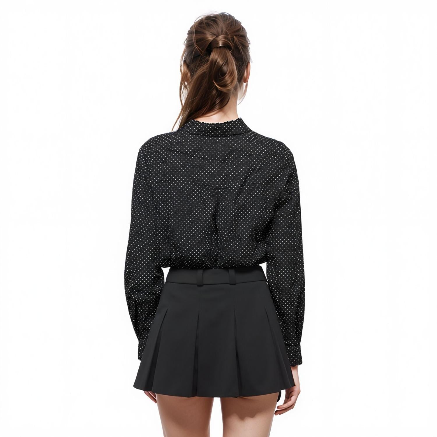Pleione Women's Button Down Shirt Blouse in Black