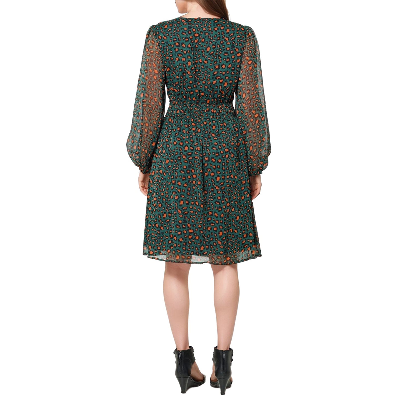 Women's V-neck Midi Dress in Leopard Hunt