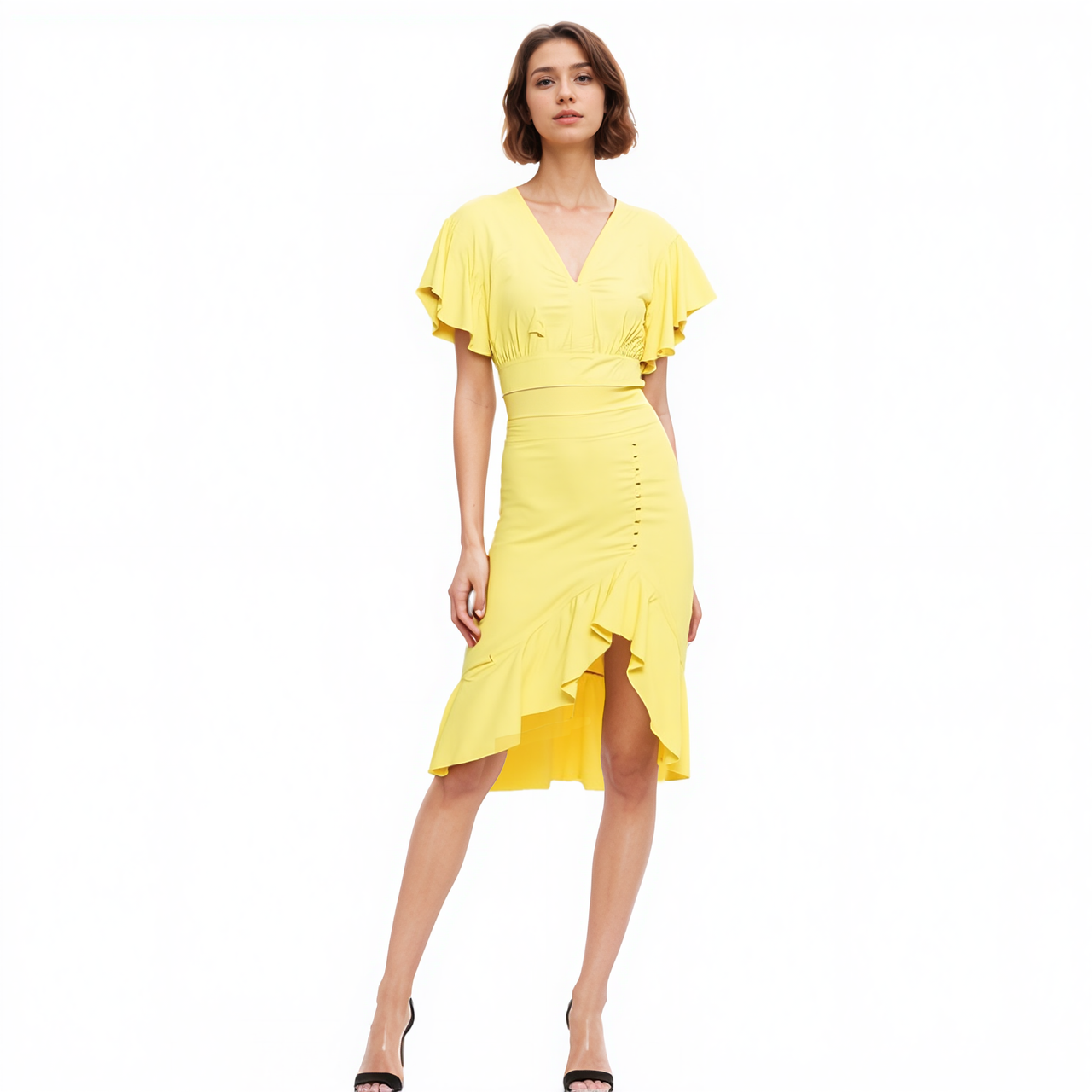 Women's Asymmetrical Hem Button Front Skirt