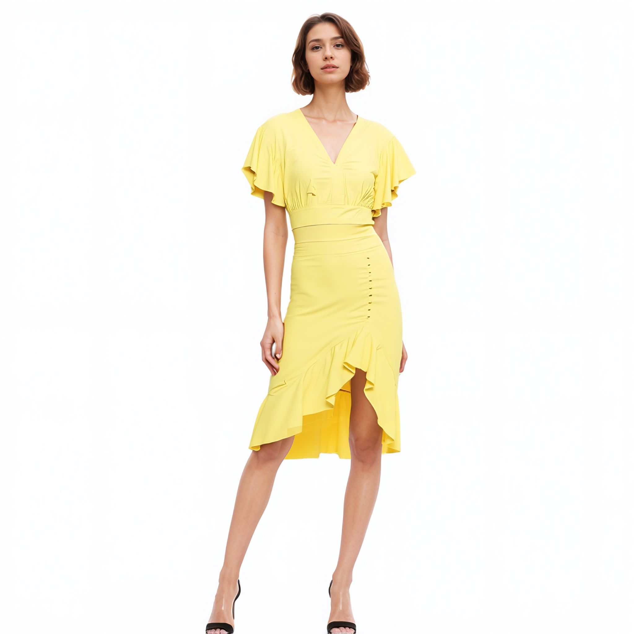 Women's Asymmetrical Hem Button Front Skirt