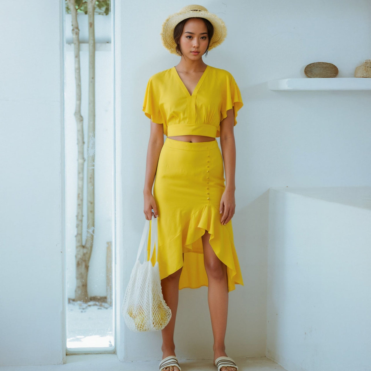 Women's Asymmetrical Hem Button Front Skirt