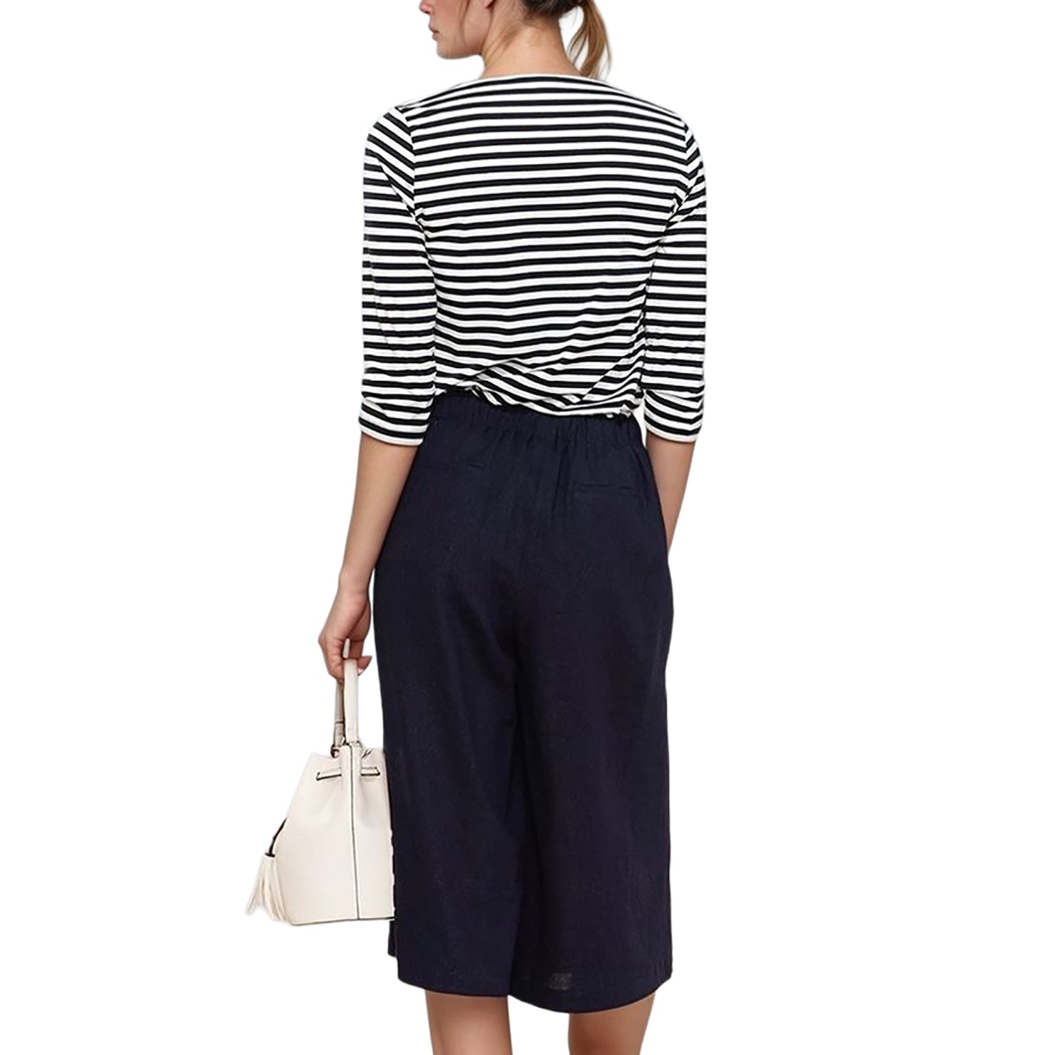 Pleione Women's Pleated Wide Leg Capris