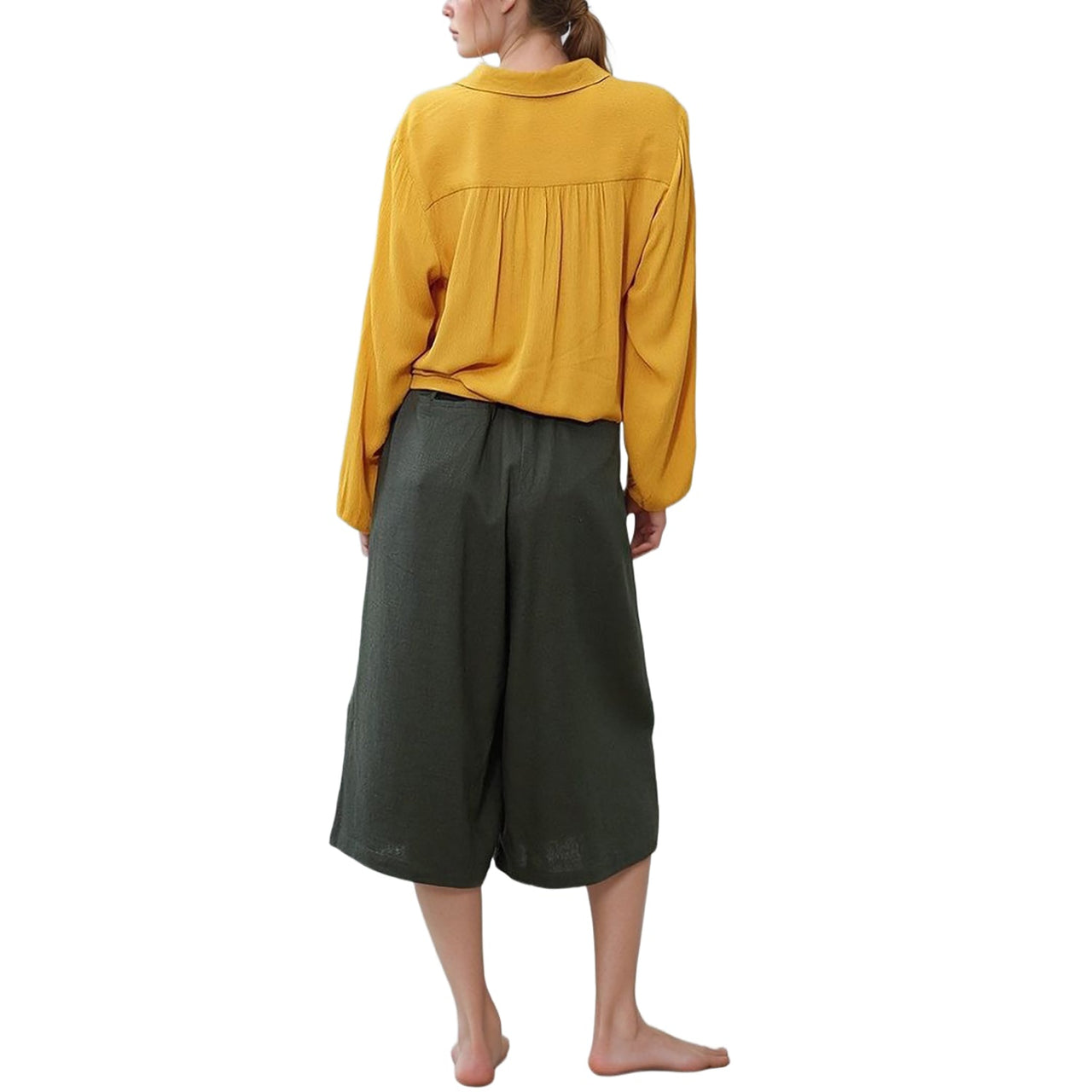 Pleione Women's Pleated Wide Leg Capris