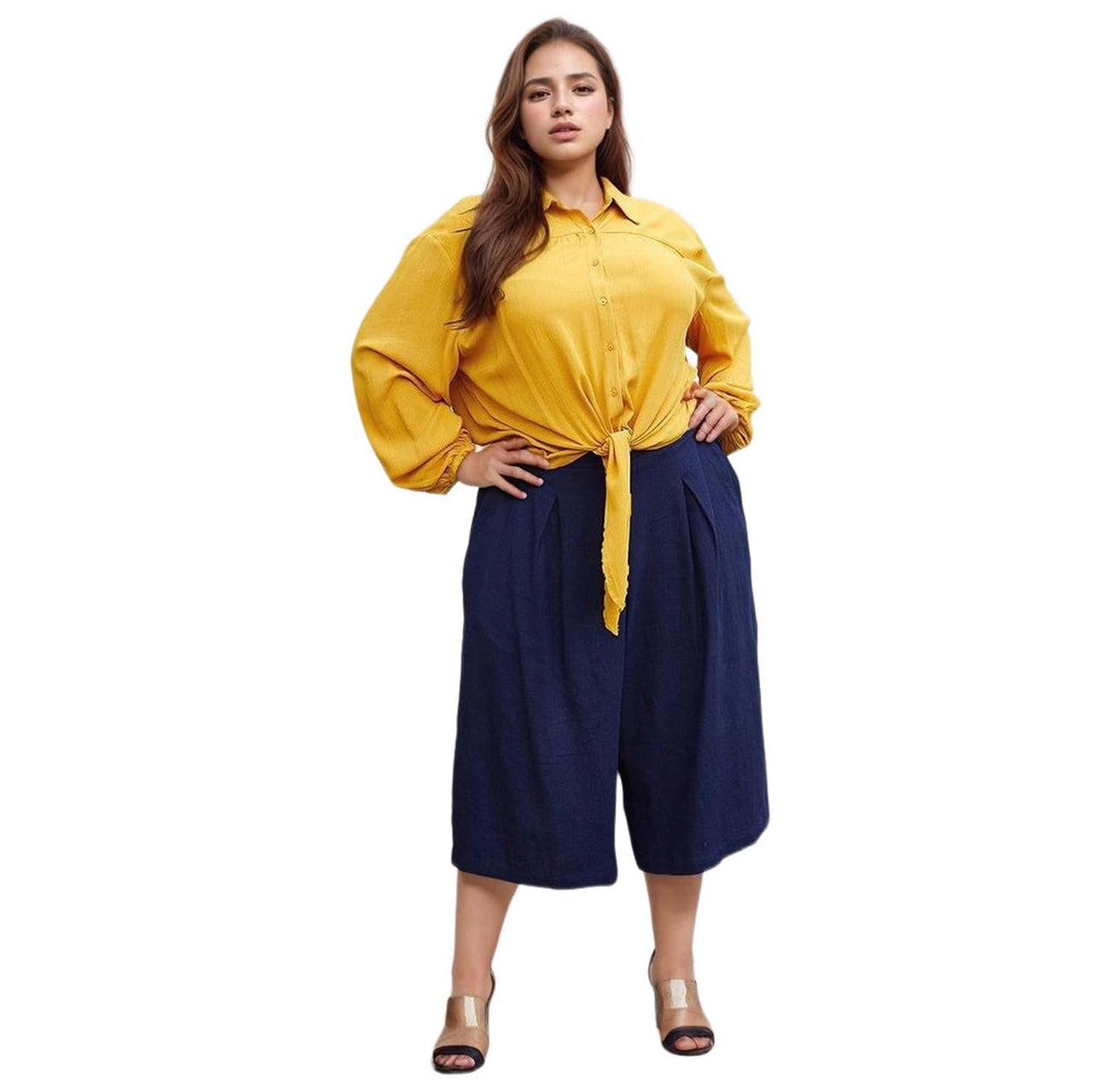 Pleione Plus Women's Pleated Wide Leg Capris