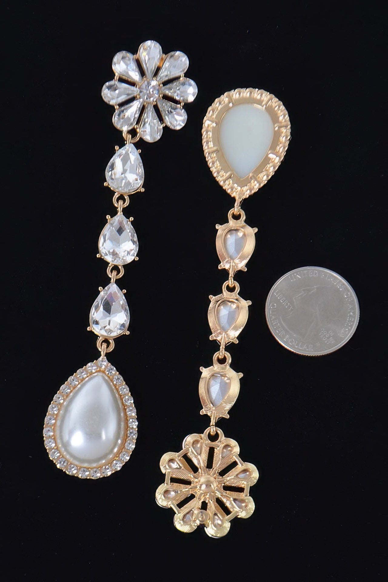 Pearl Rhinestone Drop Earring