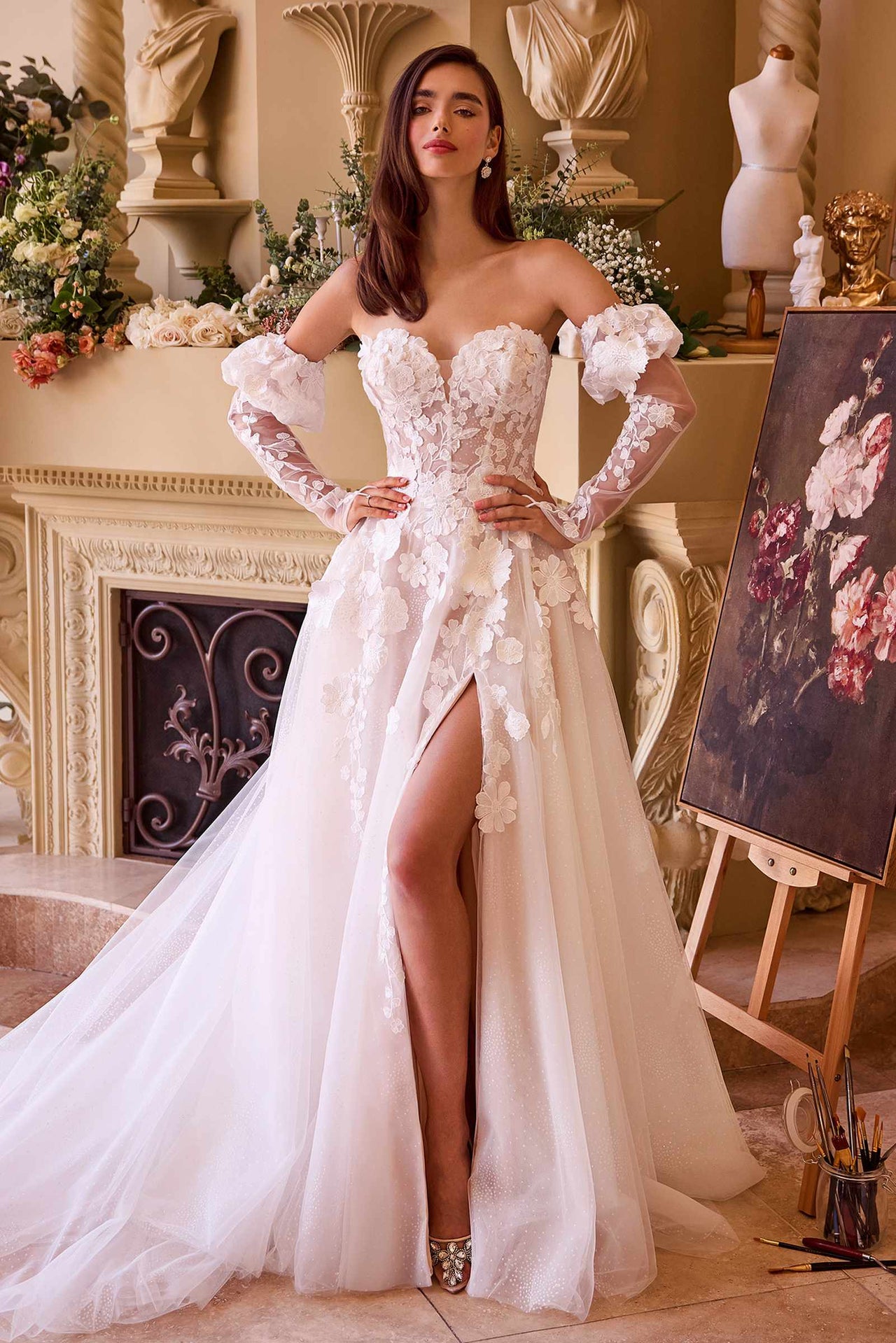 Andrea & Leo WL032 Gown Floral Appliqued Strapless Wedding Ball Gown