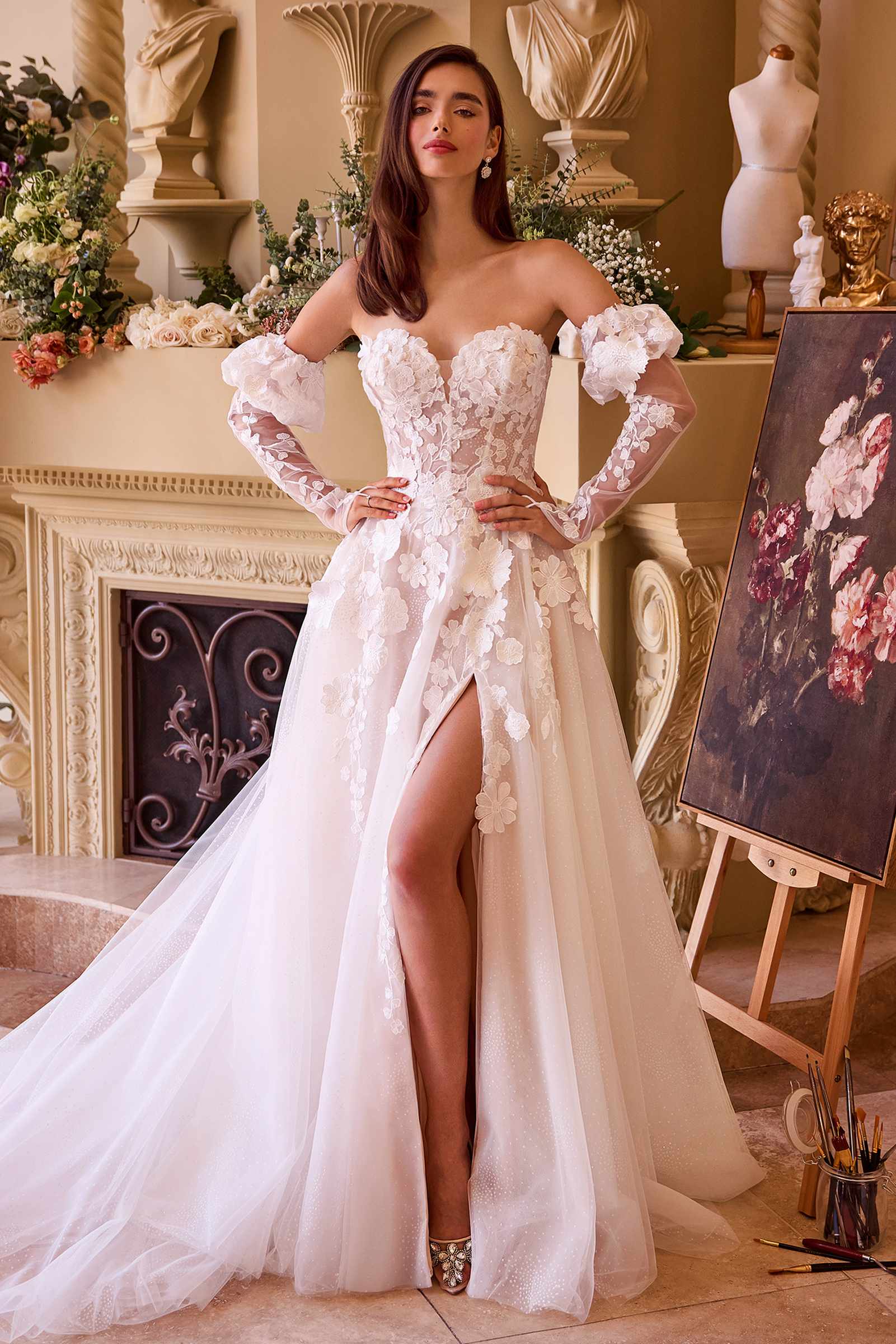 Andrea & Leo WL032 Gown Floral Appliqued Strapless Wedding Ball Gown