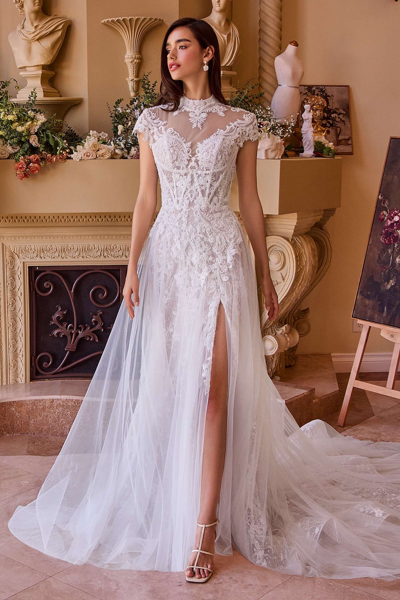 Andrea & Leo WL035 Wedding Dress Lace & Tulle Short Sleeve Gown