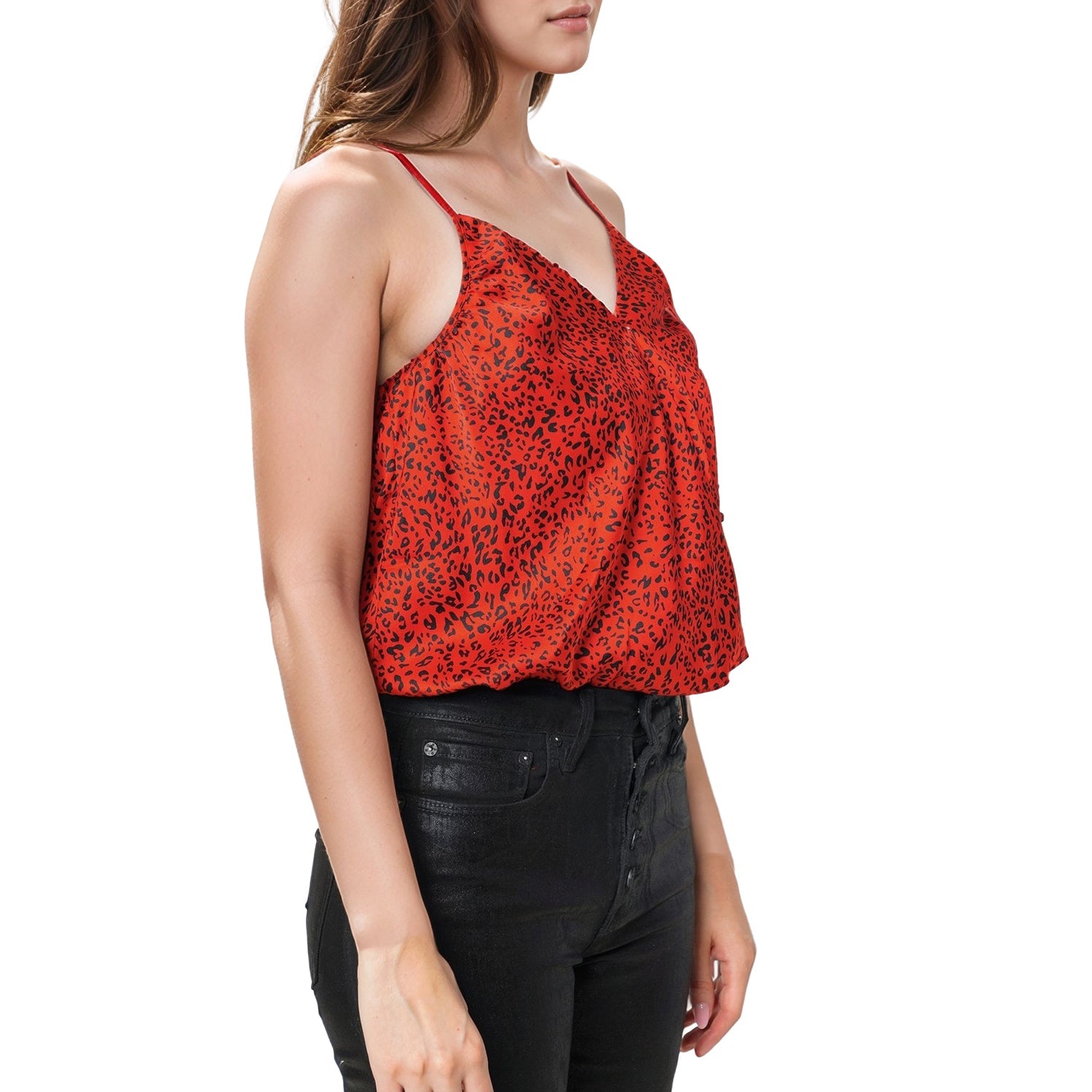 Women's Leopard Wrap Front Bodysuit In Red Leopard