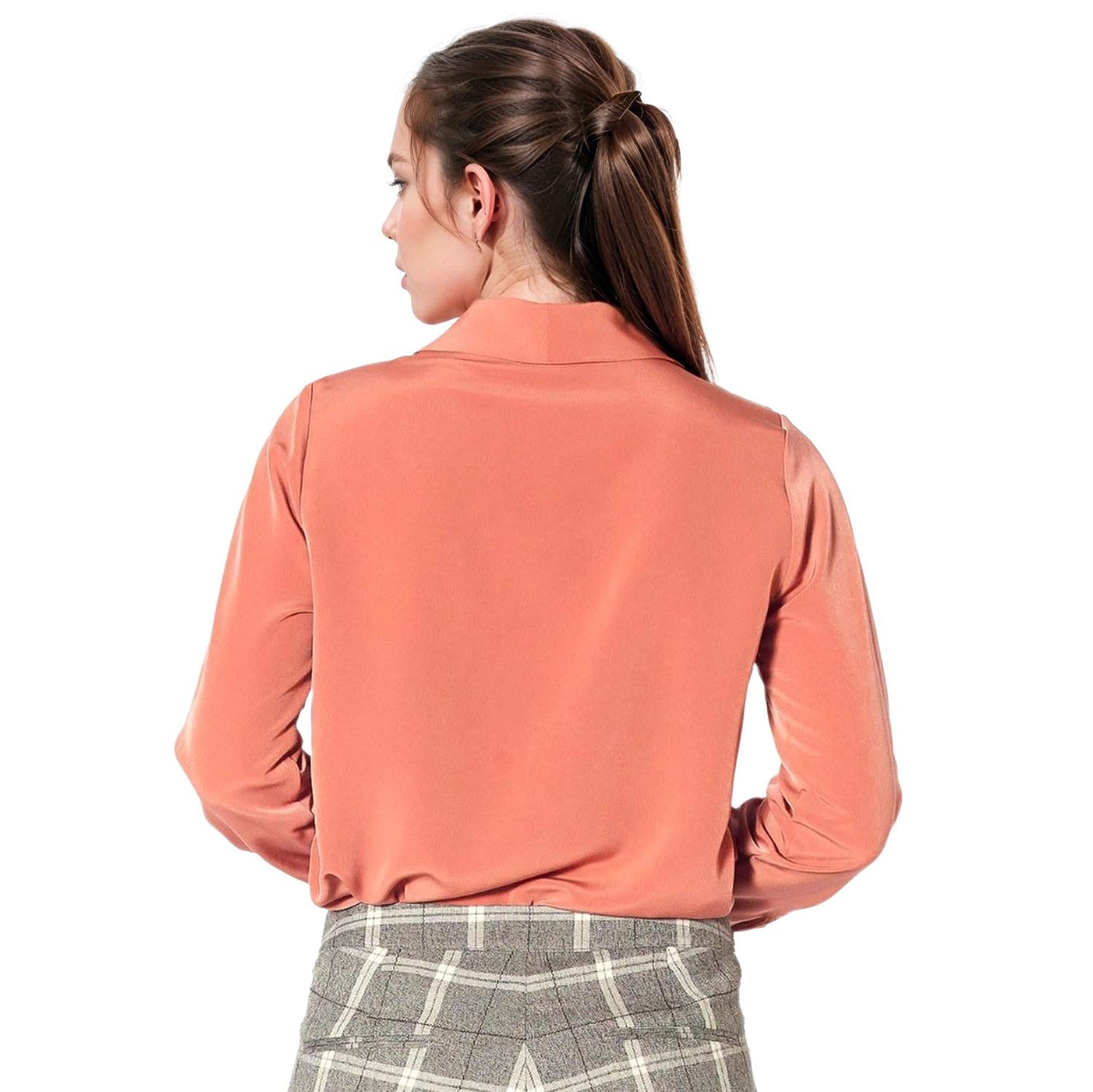 Pleione Women's Shawl Collared Shirt in Clay