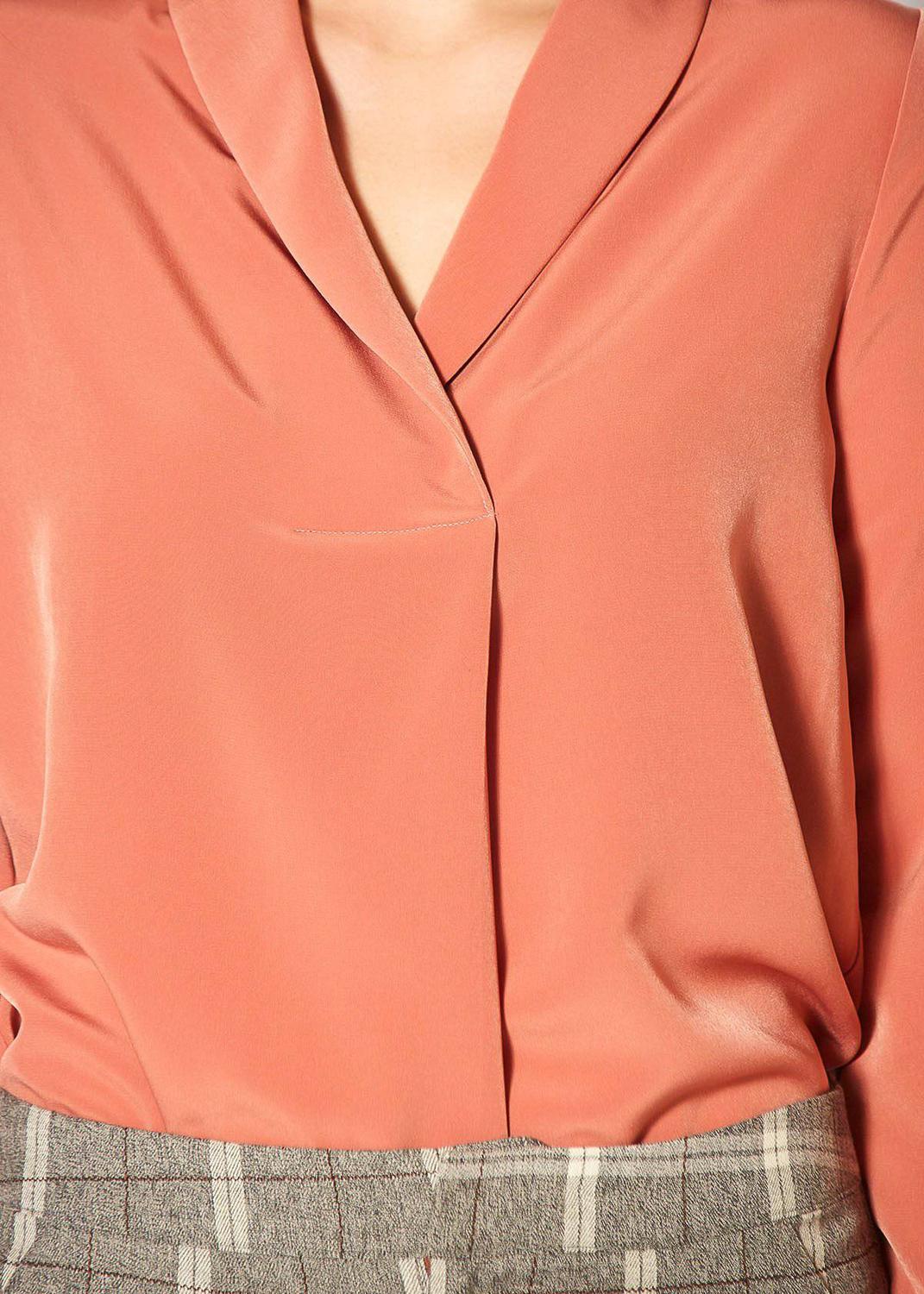 Pleione Women's Shawl Collared Shirt in Clay