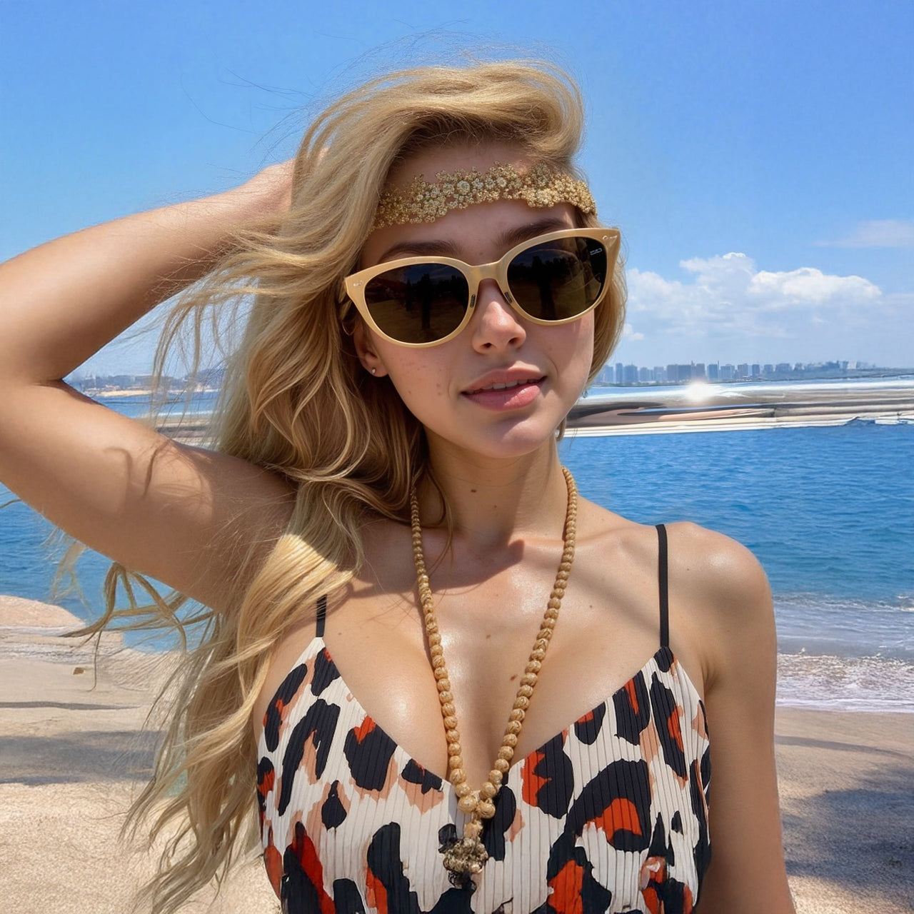 Women's Pleated Cami in Leopard Sketch