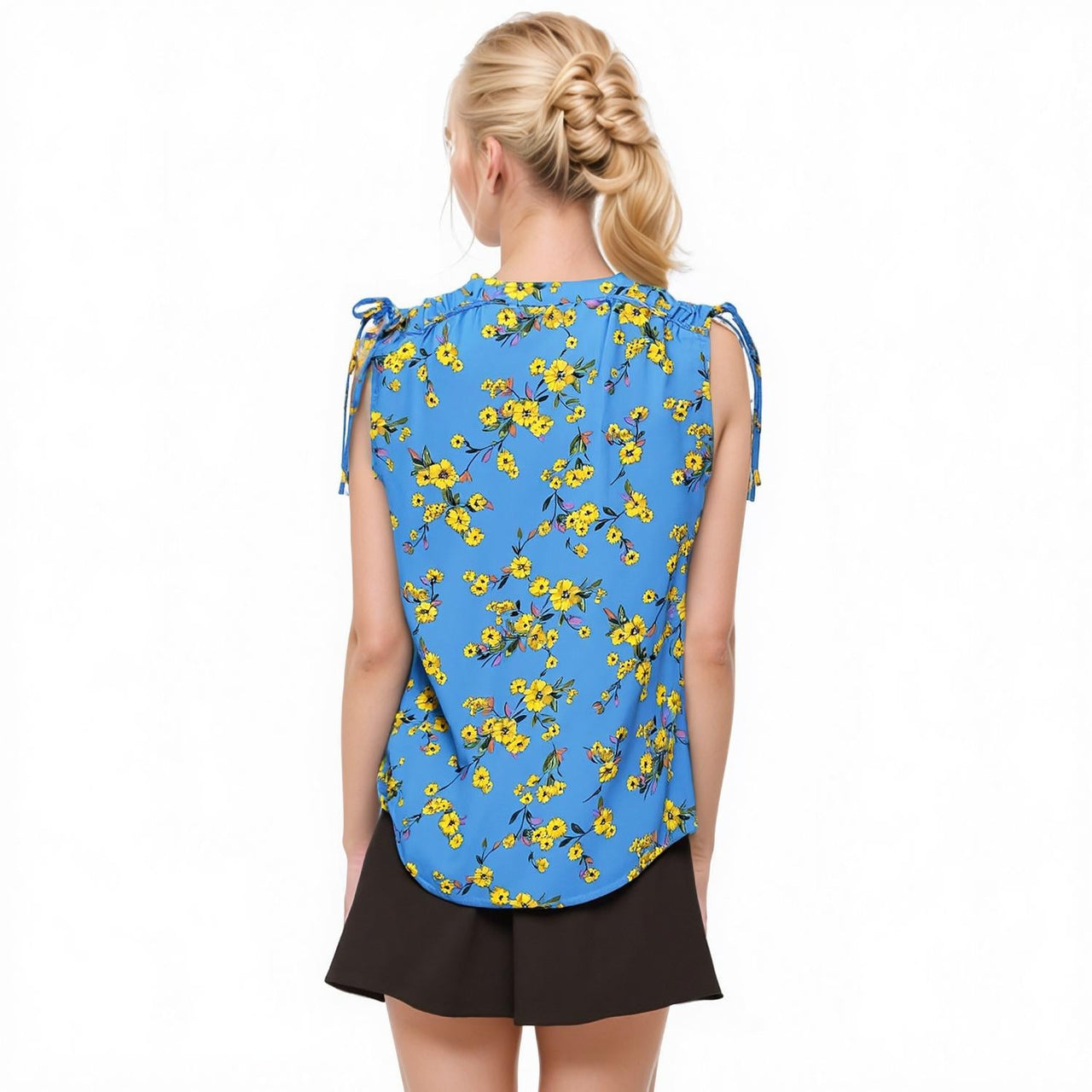 Pleione Women's Tie Shoulder V-Neck Top