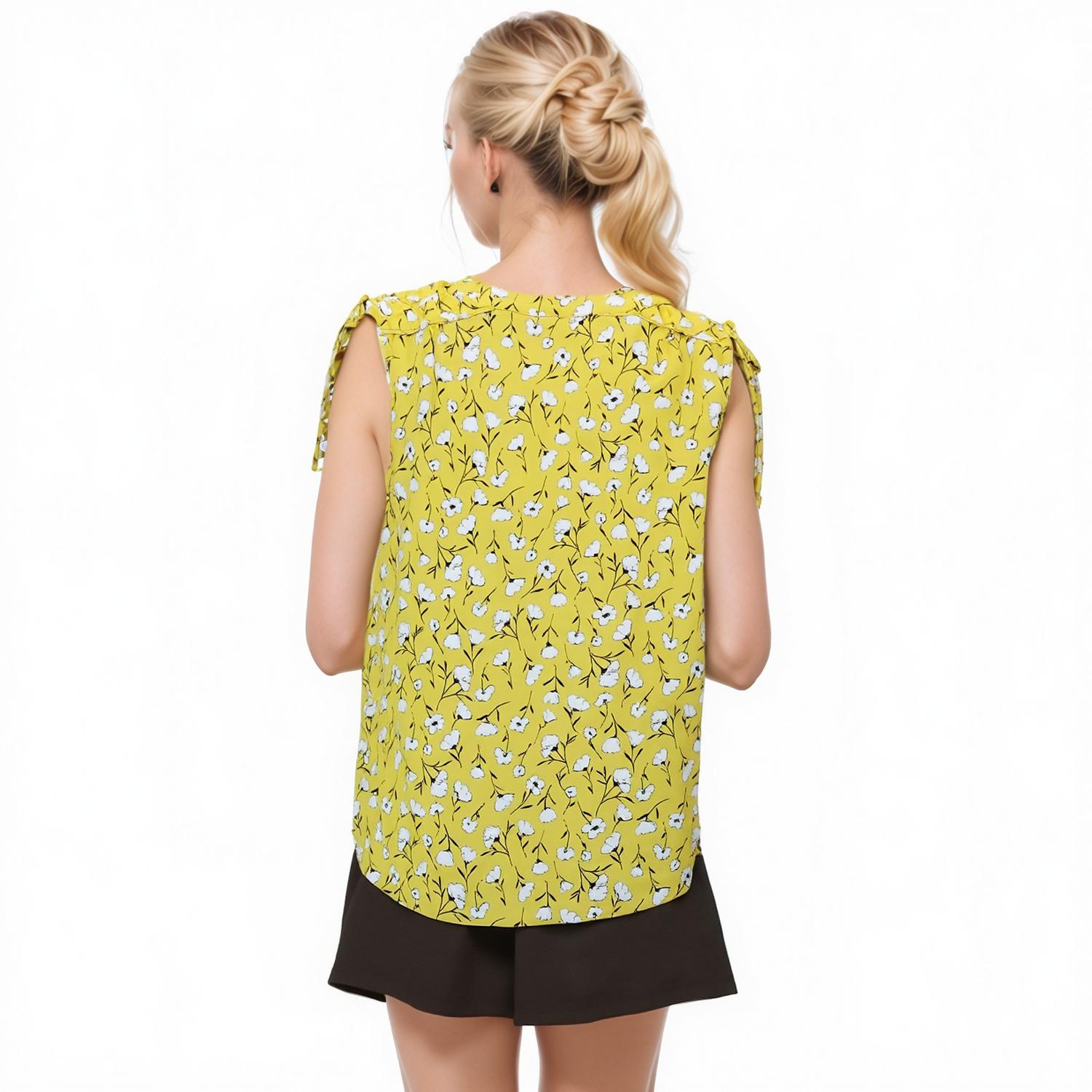 Pleione Women's Tie Shoulder V-Neck Top