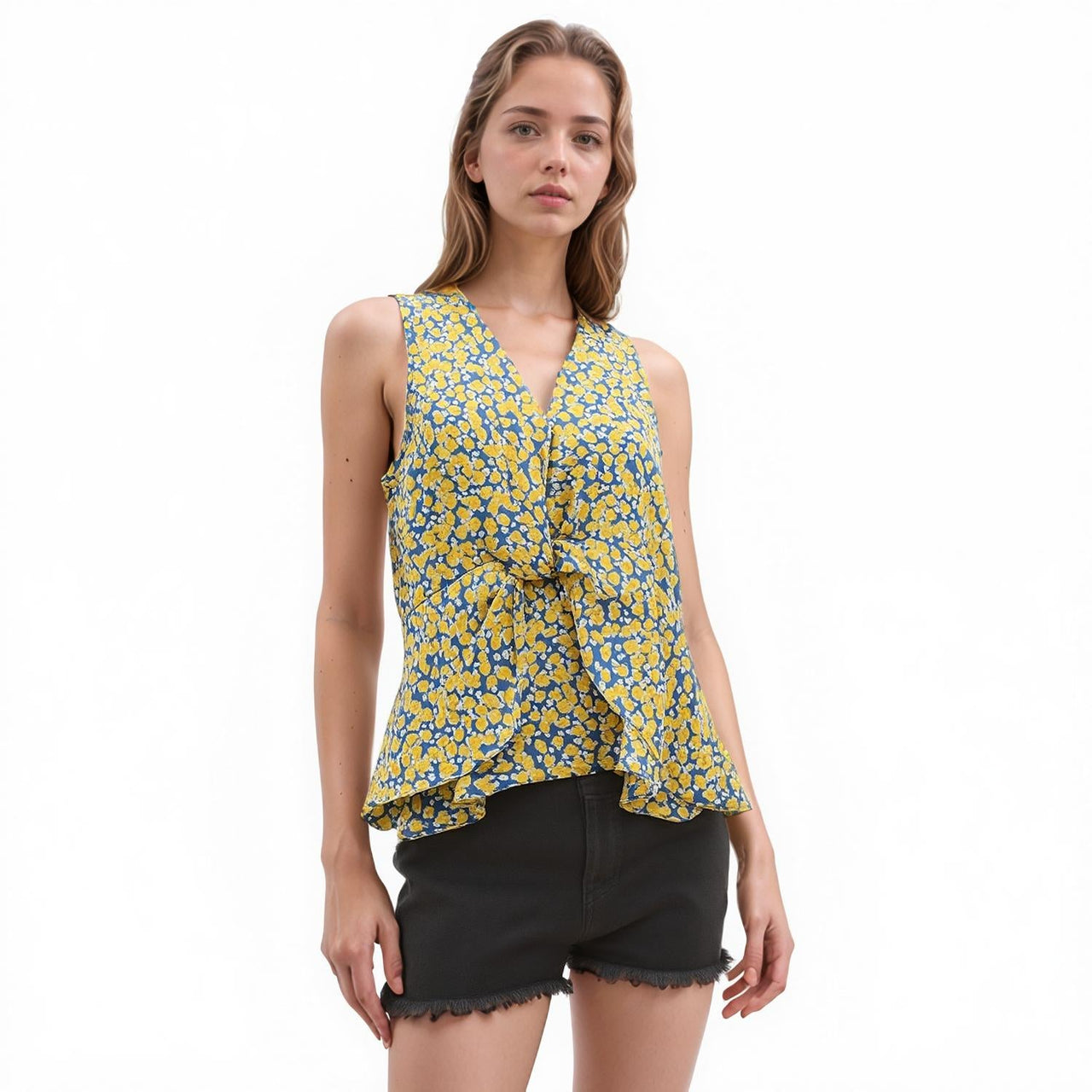 Pleione Sleeveless V-neck Twist Blouse