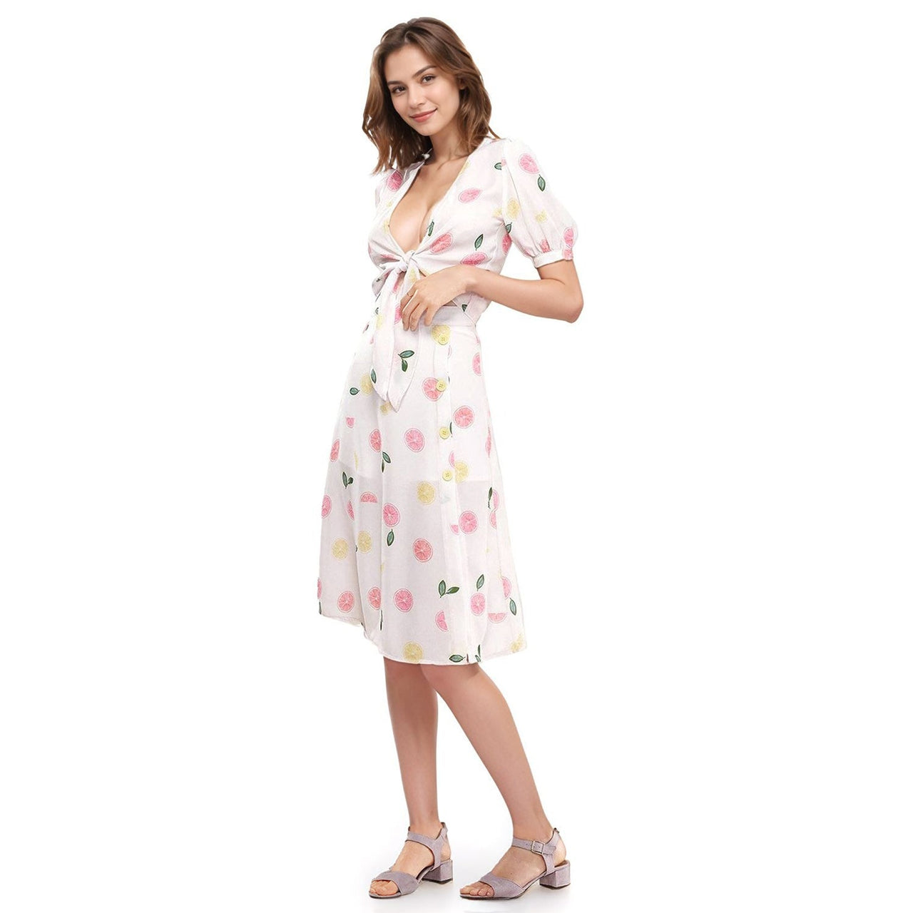 Women's Button Front Midi Skirt in Fruit Punch
