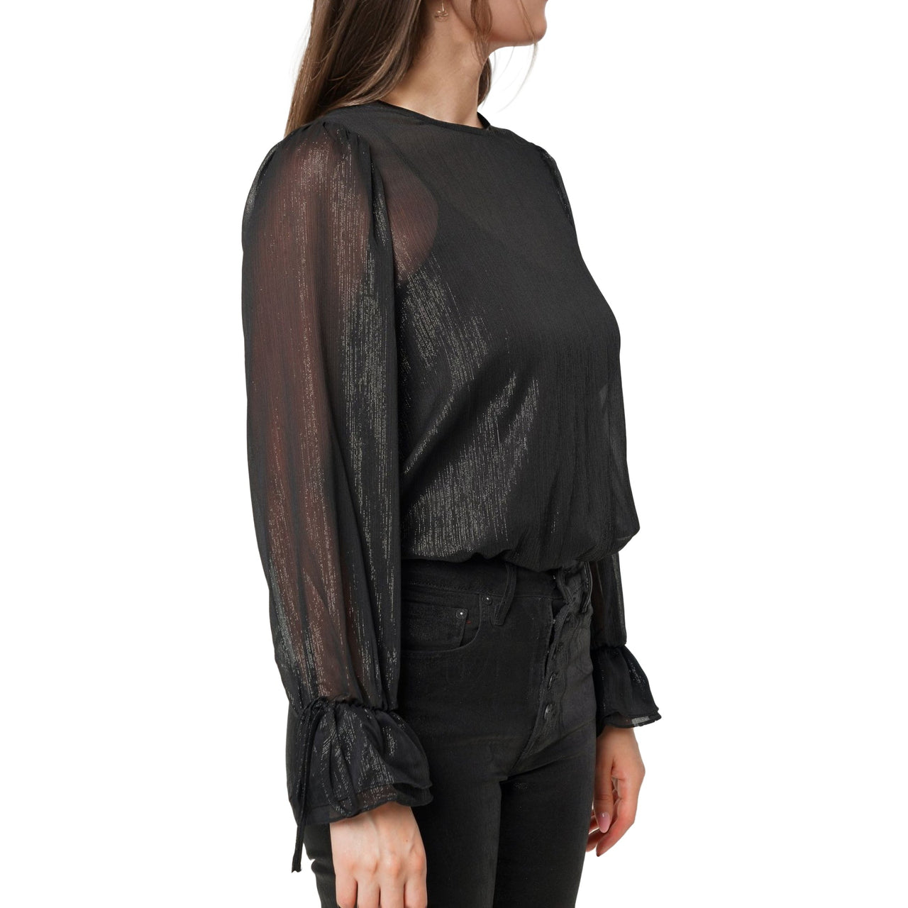 Women's Lurex Yoryu Split Back Bodysuit In Black