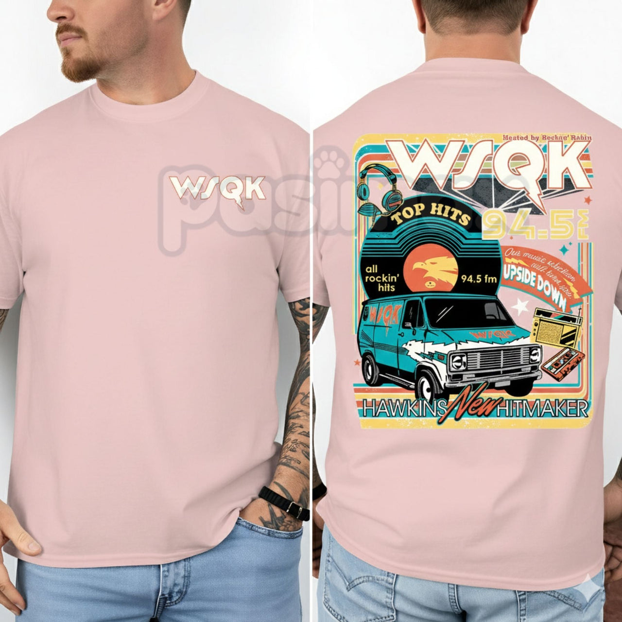 WSQK Hawkins Hellfire Club T-Shirt - Vintage 80s Radio Style Graphic Tee, Funny Tabletop Gaming Fantasy Shirt, Eddie Munson Inspired Hawkins Fan Apparel