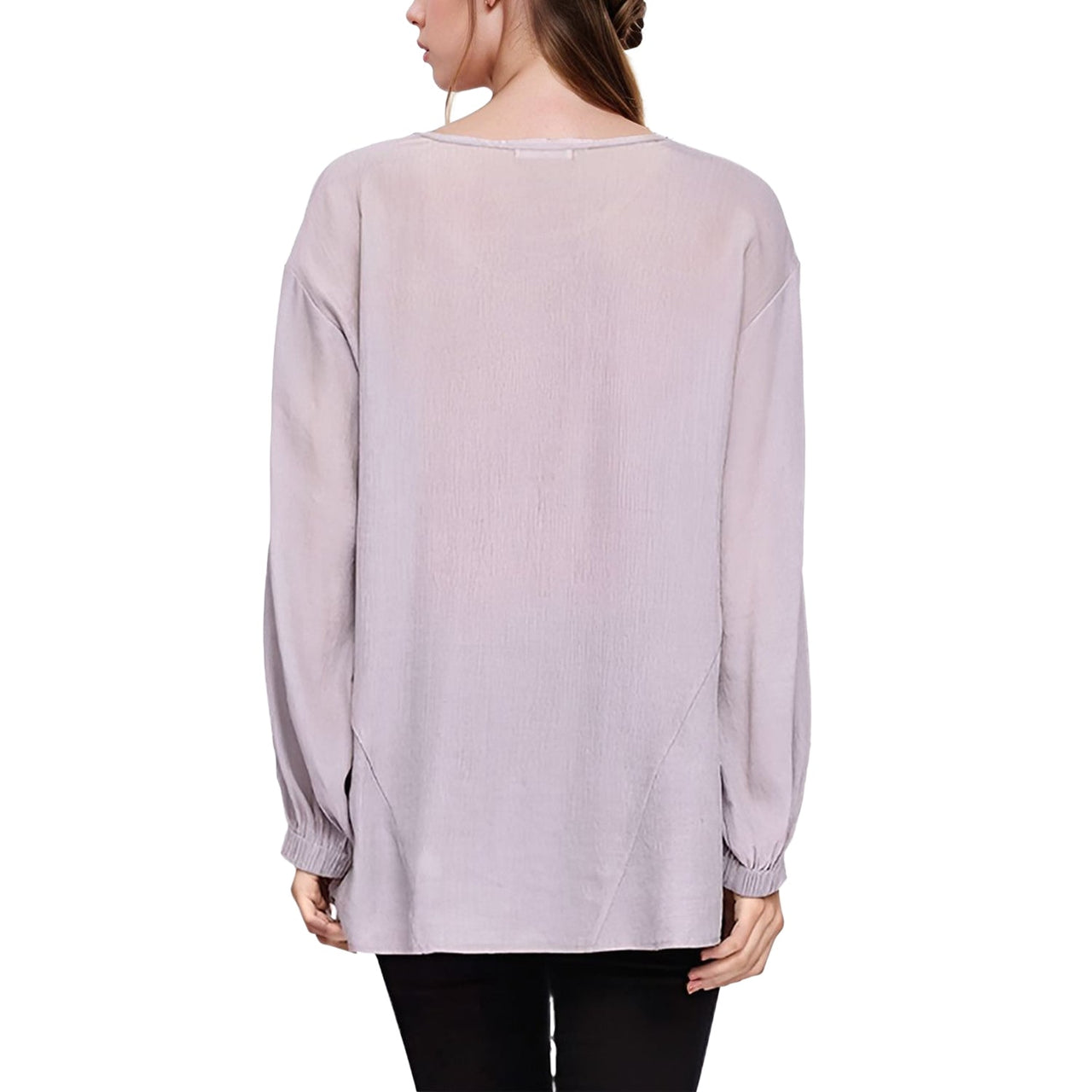 Pleione Women's Hi-lo Elastic Banded Hem Top in Lavander