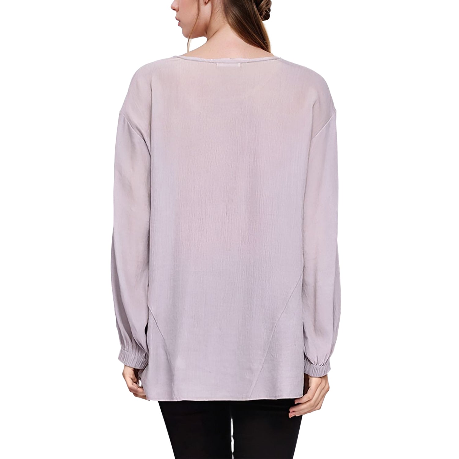 Pleione Women's Hi-lo Elastic Banded Hem Top in Lavander