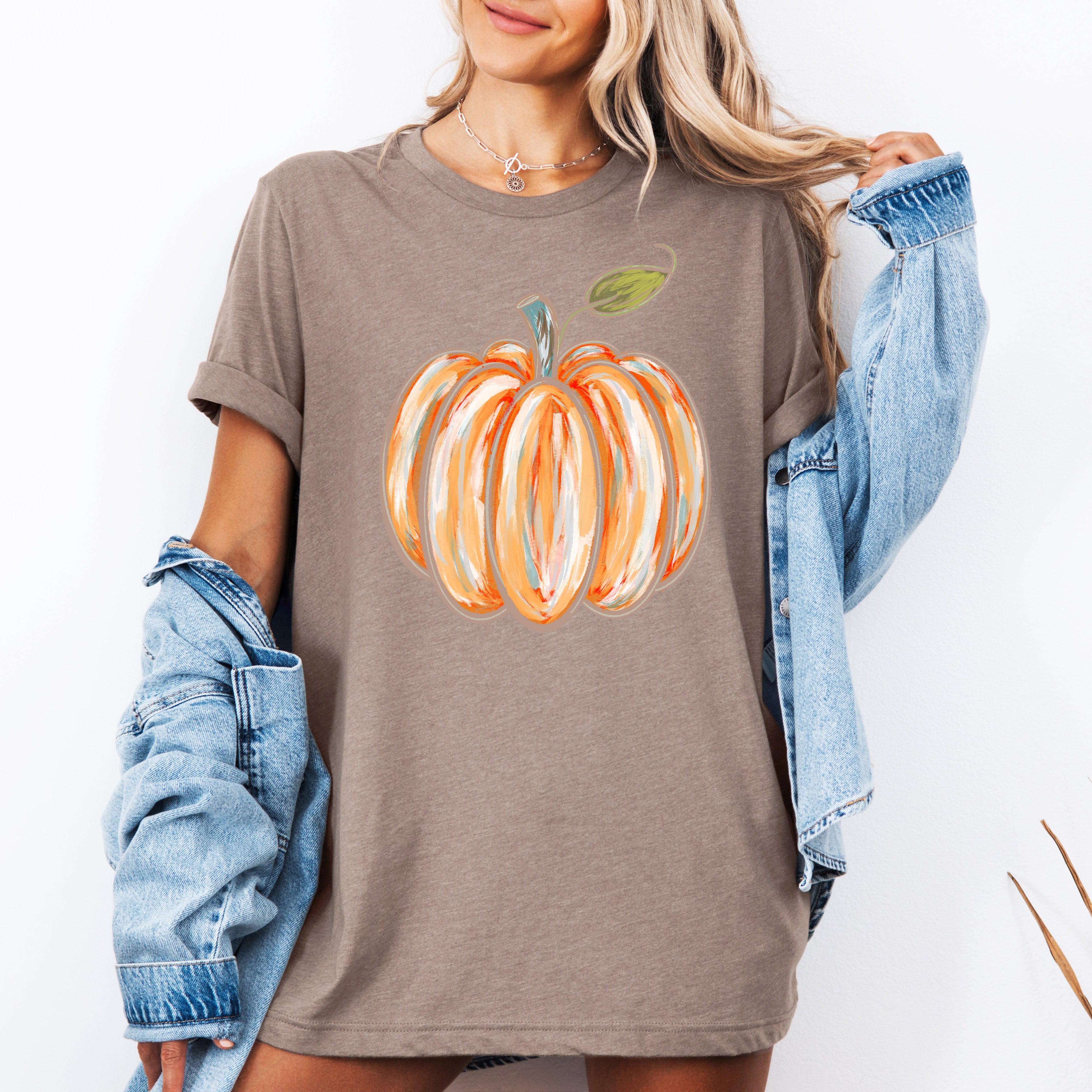 Watercolor Pumpkin Halloween Autumn Fall Seasonal Harvest Nightscape Illustration Graphic Tee
