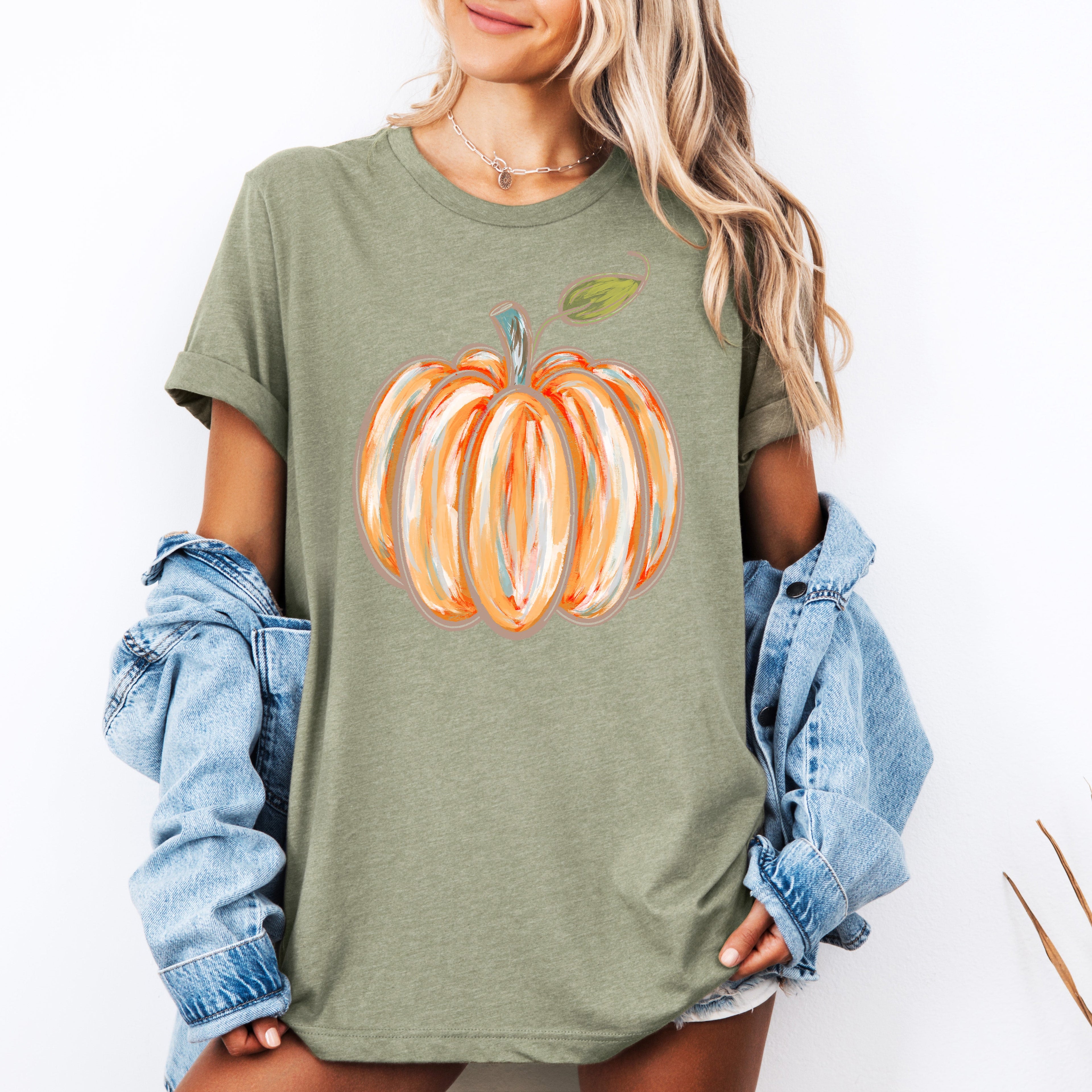 Watercolor Pumpkin Halloween Autumn Fall Seasonal Harvest Nightscape Illustration Graphic Tee