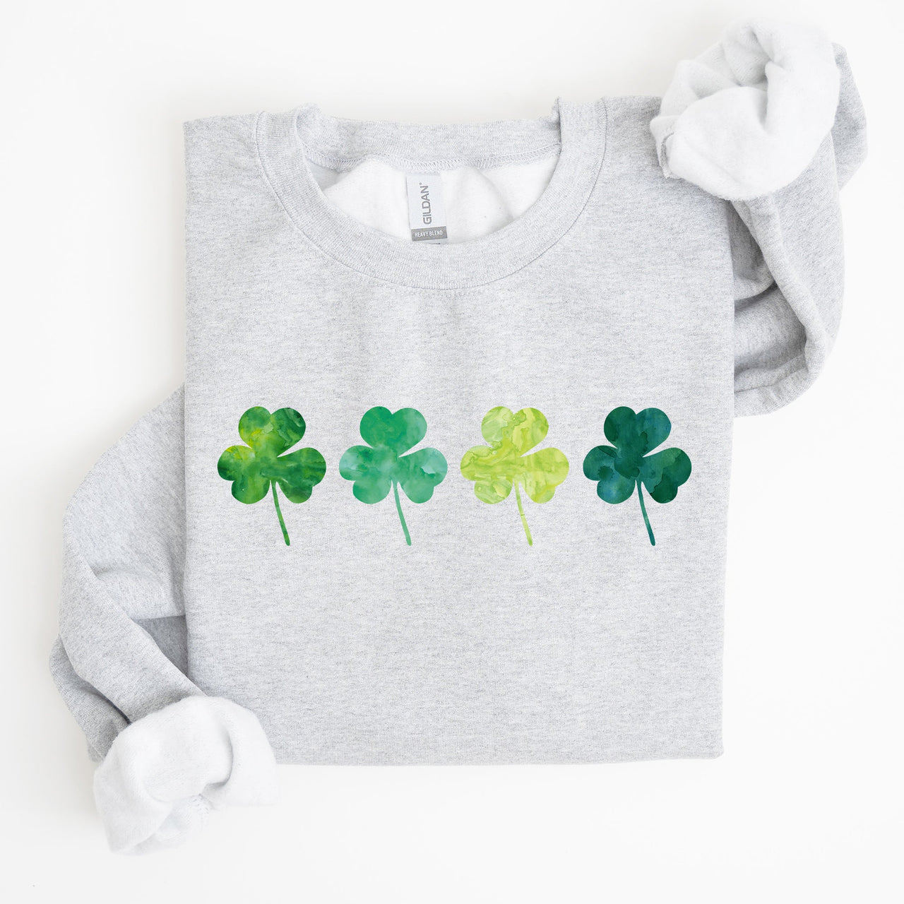 Watercolor Shamrocks In A Row St Patrick's Day Inspired Design For Apparel Sweatshirt