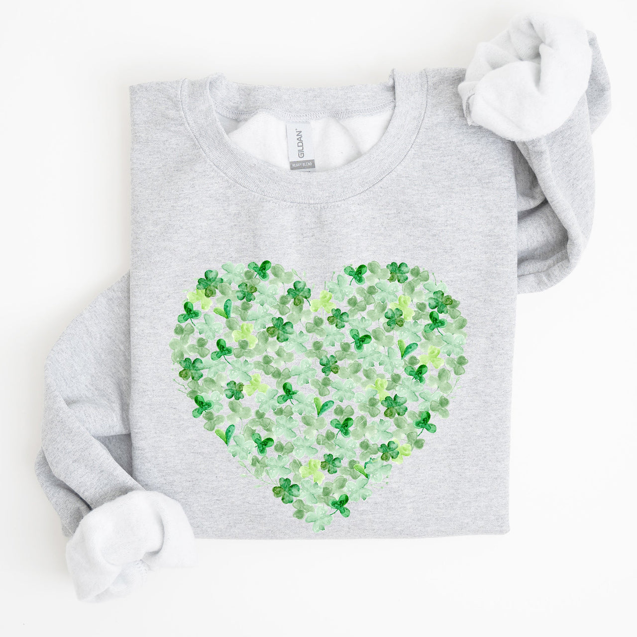 Watercolor Shamrocks Heart St Patrick's Day Graphic Celebration Edition Sweatshirt