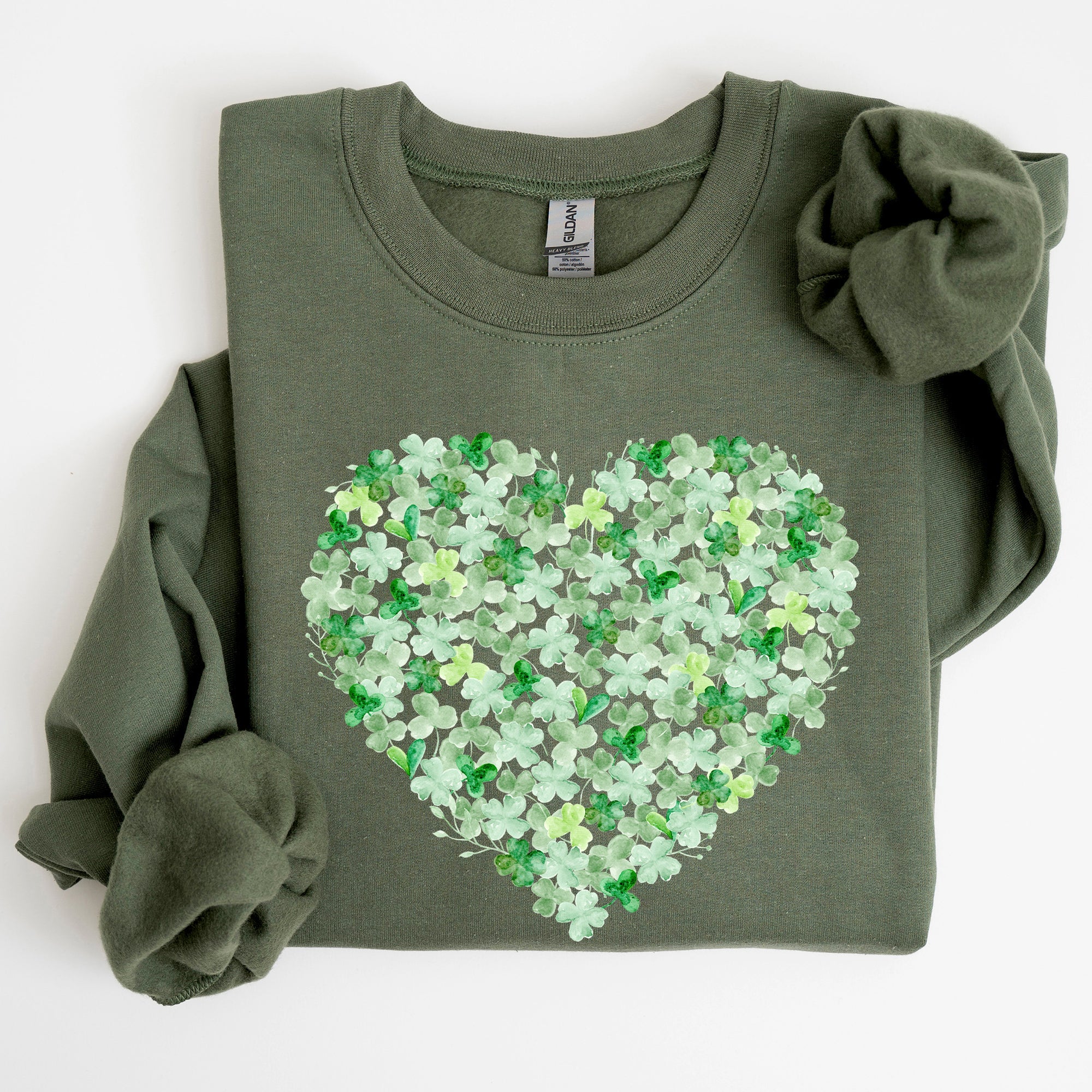 Watercolor Shamrocks Heart St Patrick's Day Graphic Celebration Edition Sweatshirt