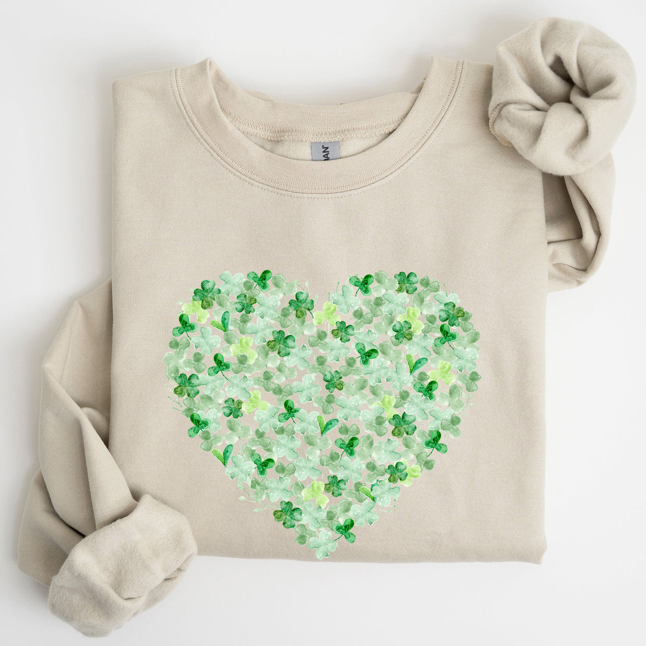Watercolor Shamrocks Heart St Patrick's Day Graphic Celebration Edition Sweatshirt
