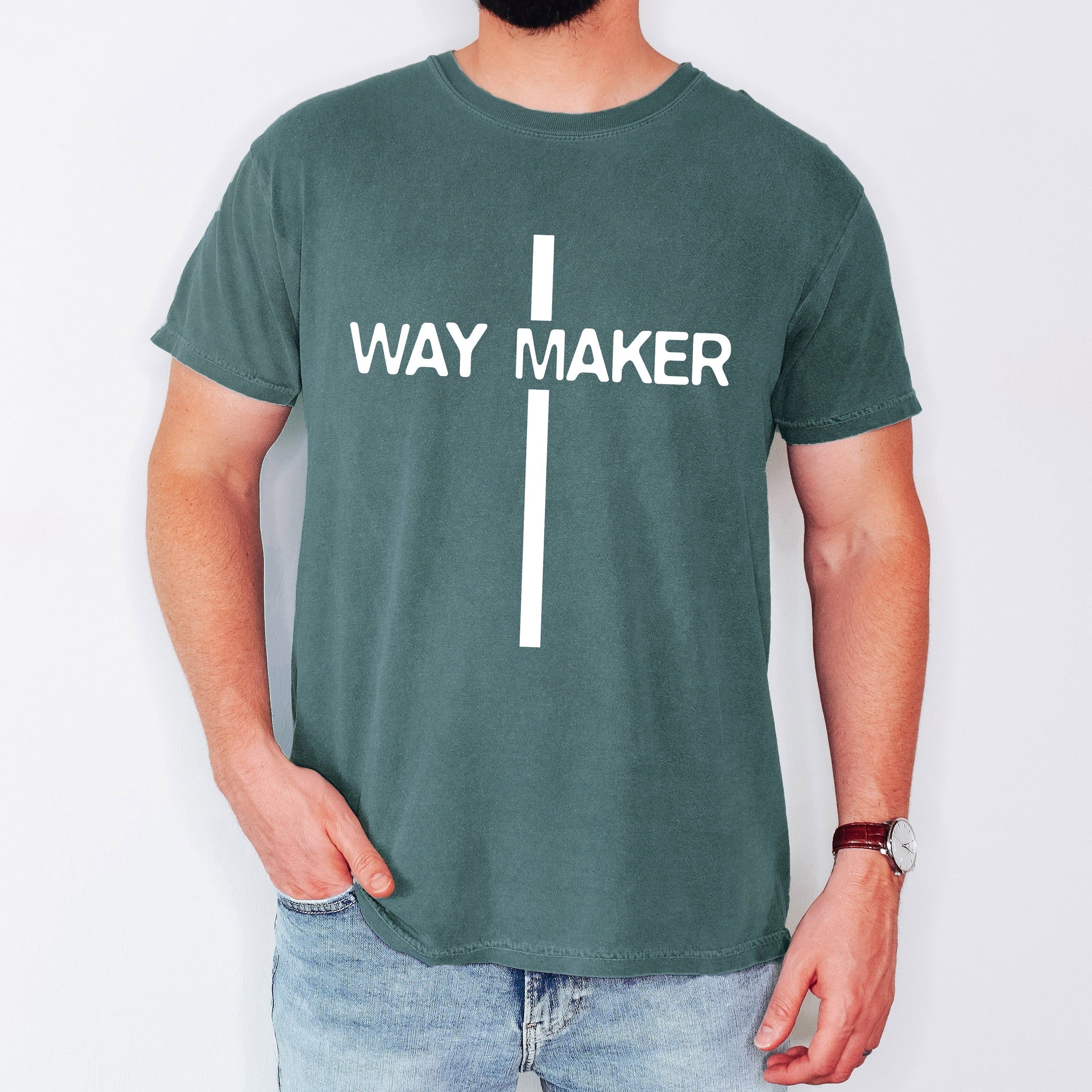 Way Maker Faith Cross Jesus Gospel Religious Inspirational Modern Christian Comfort Colors Tee