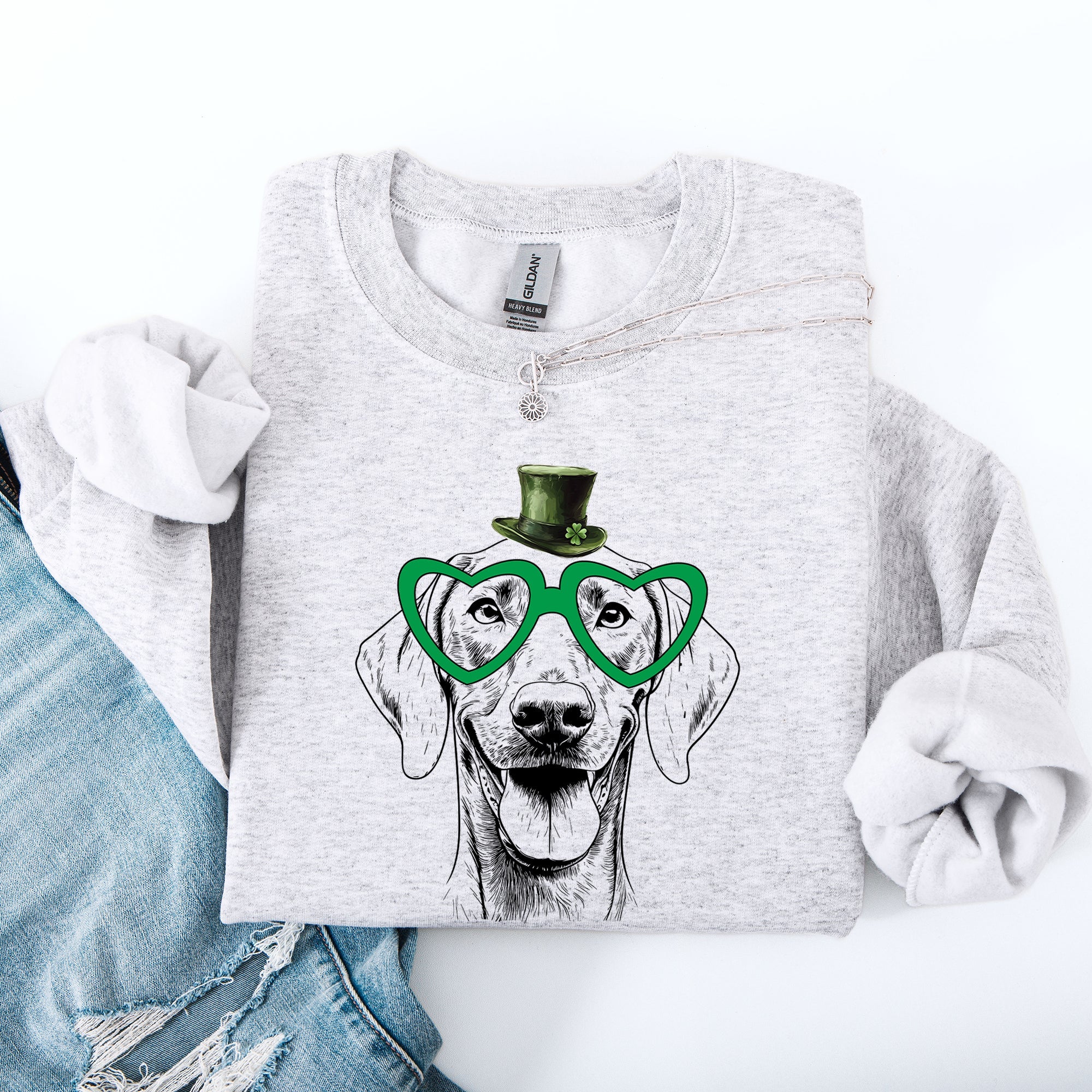 Weimaraner Adorable Dog St Patrick's Day Lucky Irish Bold Festive Print Sweatshirt