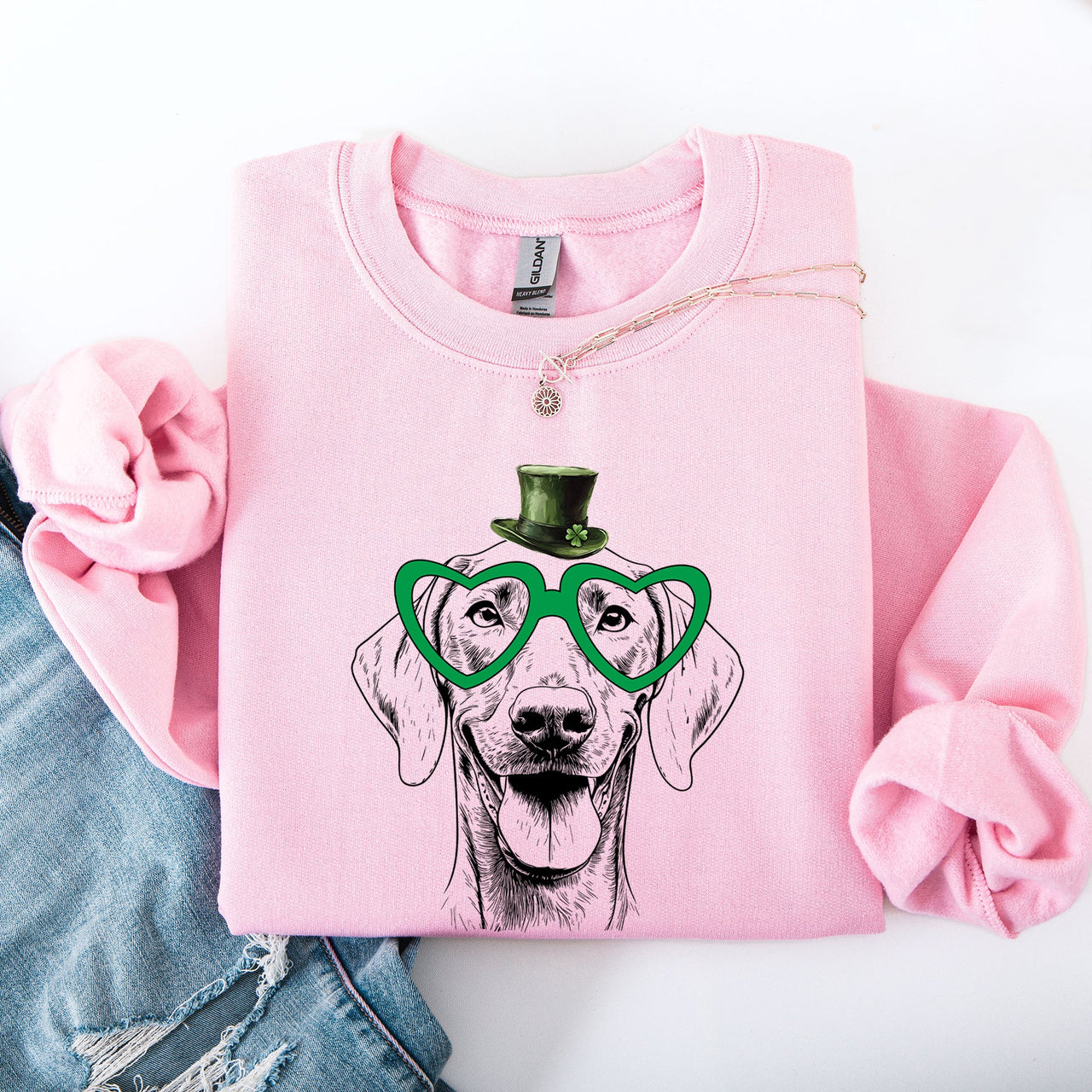 Weimaraner Adorable Dog St Patrick's Day Lucky Irish Bold Festive Print Sweatshirt