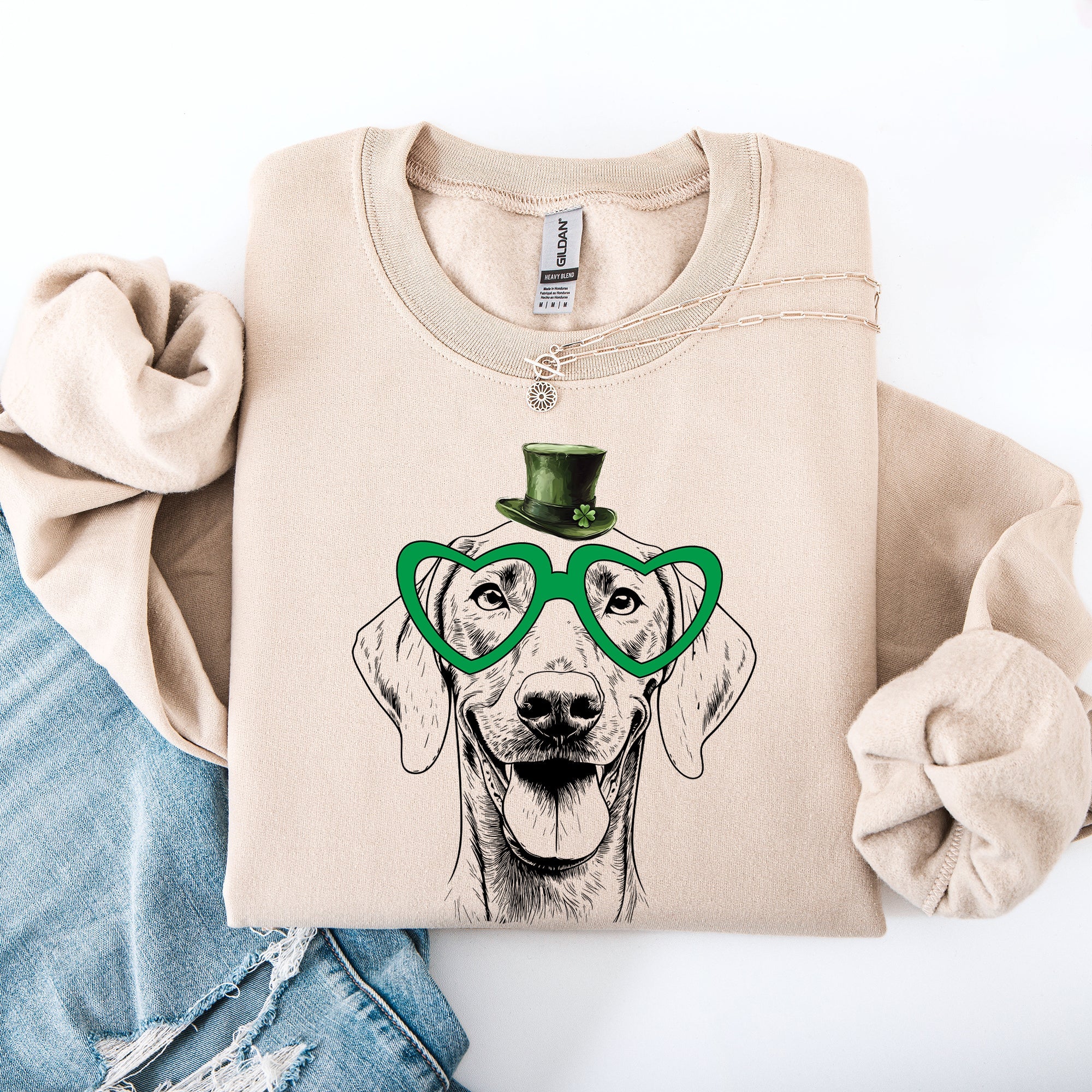 Weimaraner Adorable Dog St Patrick's Day Lucky Irish Bold Festive Print Sweatshirt