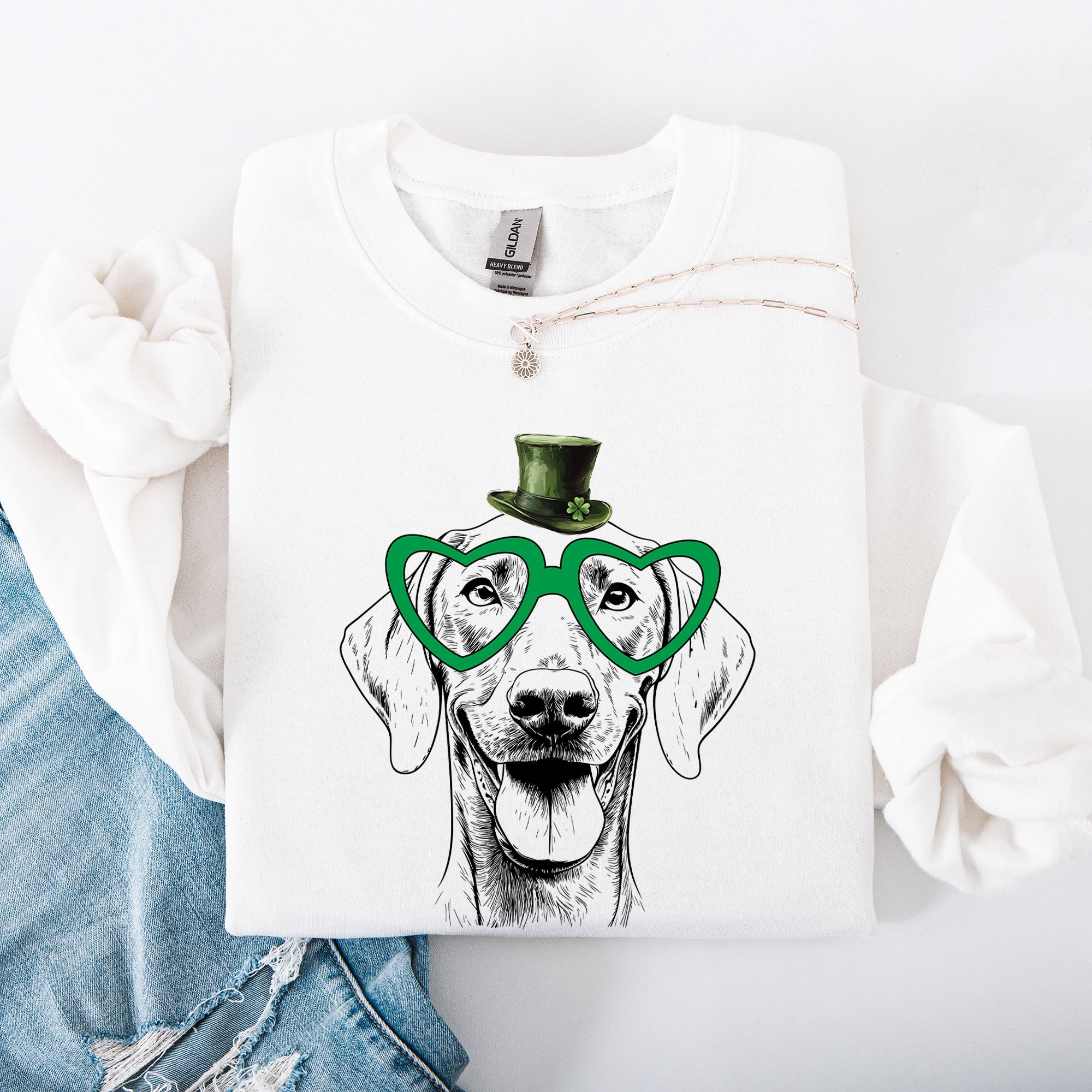 Weimaraner Adorable Dog St Patrick's Day Lucky Irish Bold Festive Print Sweatshirt
