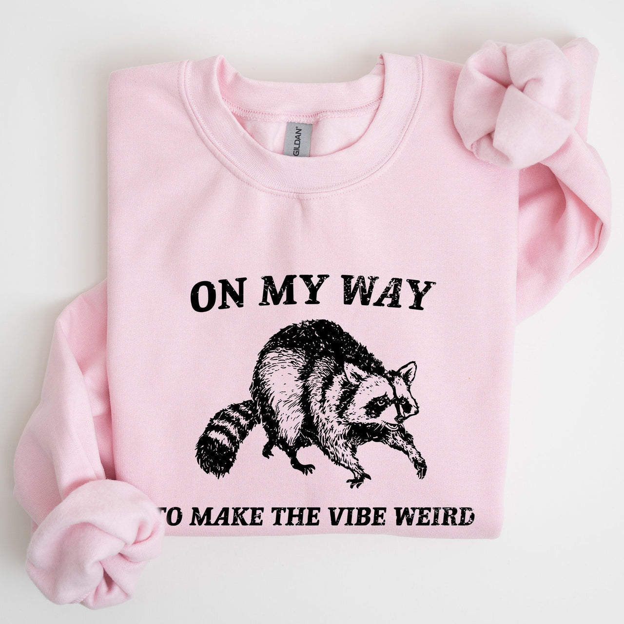 Weird Vibes Raccoon Meme Graphic Whimsical Pop Culture Humor Inspired Edition Sweatshirt