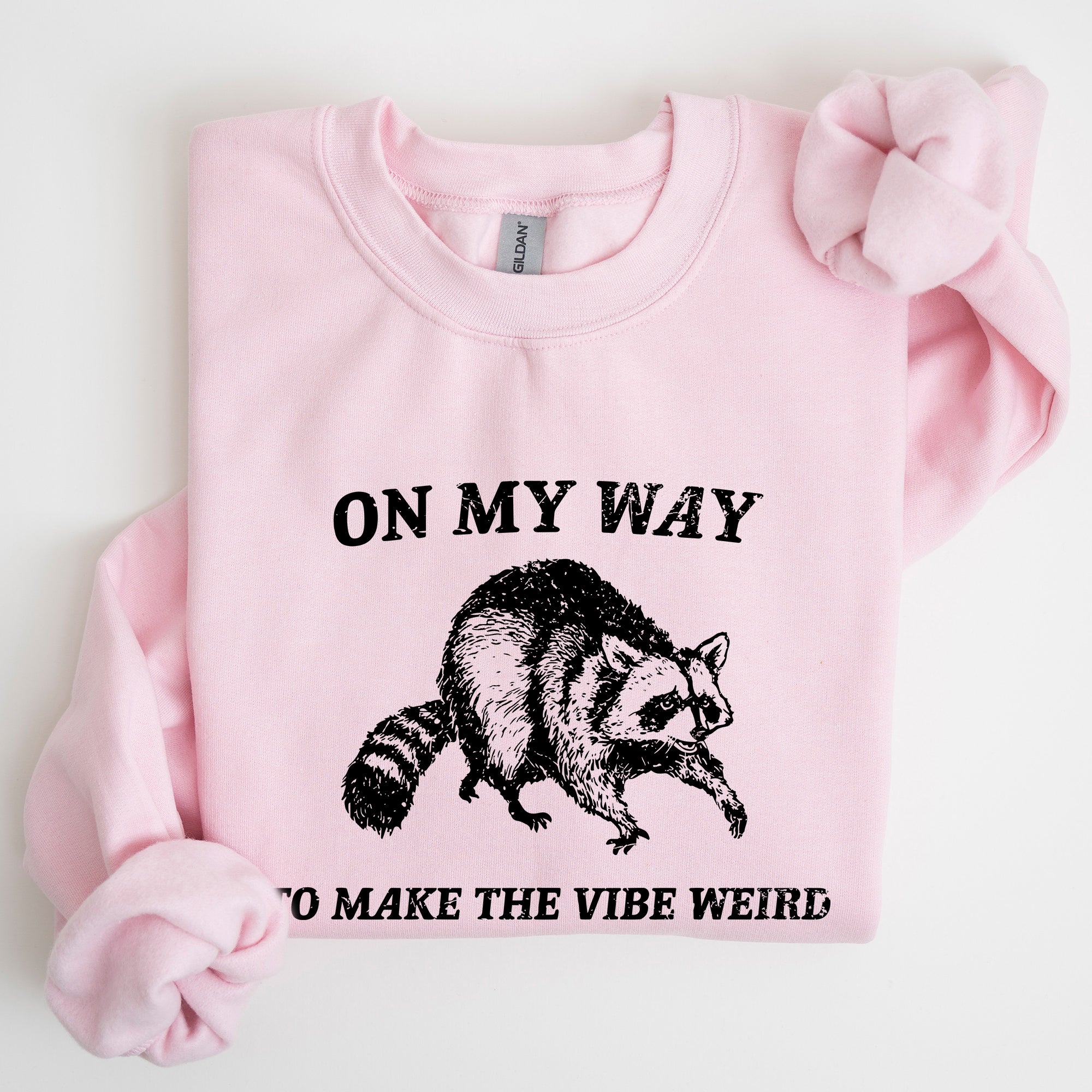 Weird Vibes Raccoon Meme Graphic Whimsical Pop Culture Humor Inspired Edition Sweatshirt
