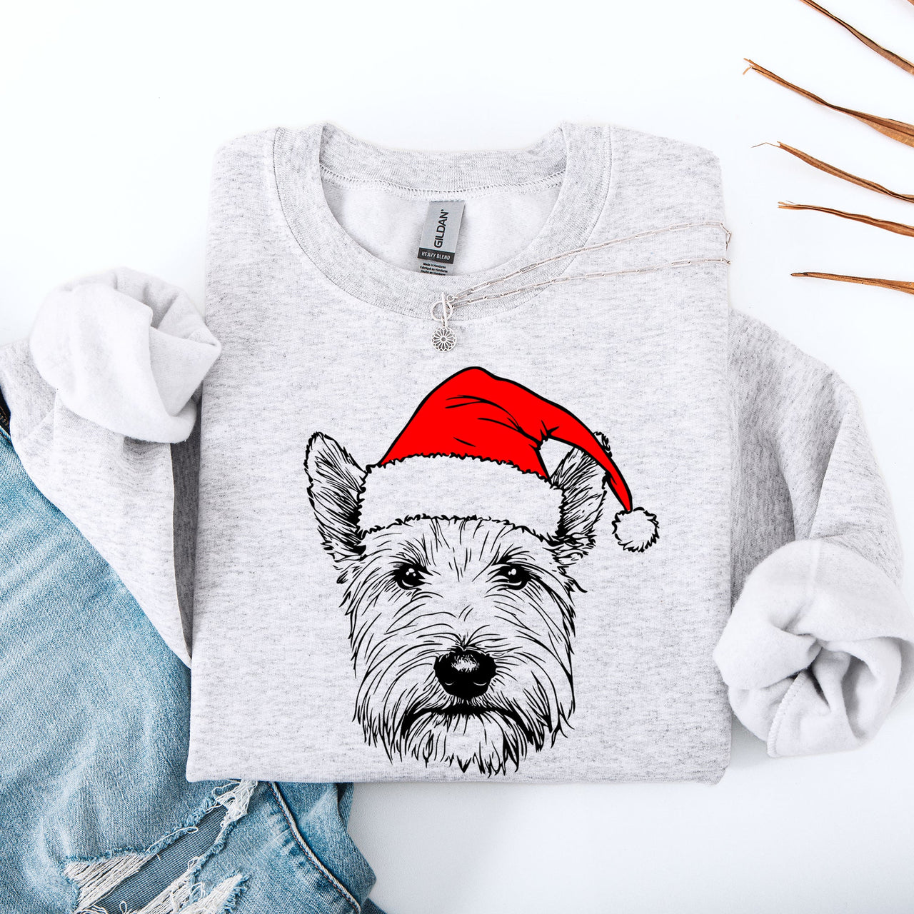 West Highland White Terrier Westie Santa Claus Christmas Festive Dog Lover Sweatshirt