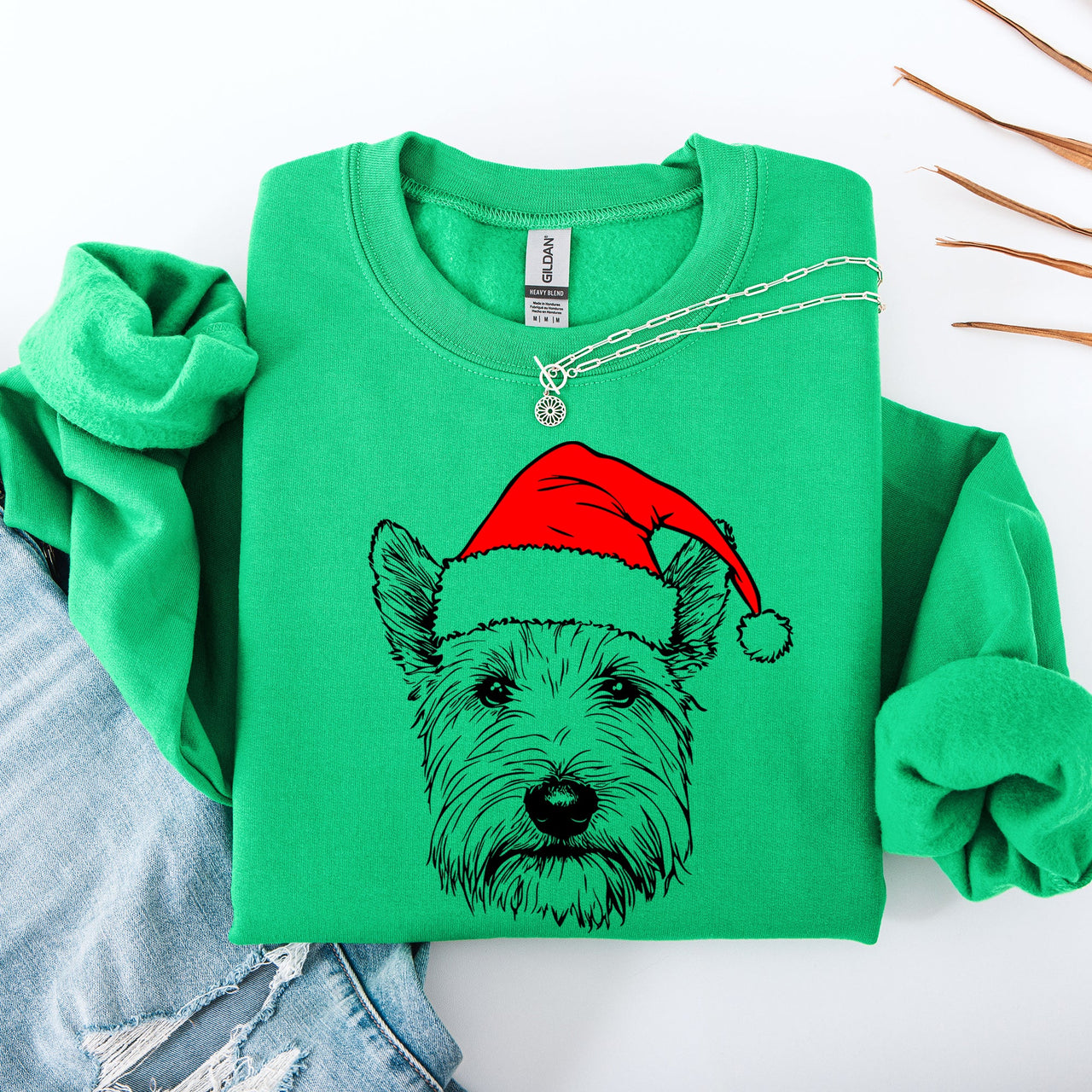 West Highland White Terrier Westie Santa Claus Christmas Festive Dog Lover Sweatshirt