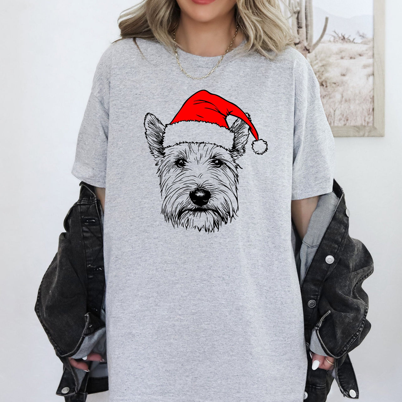 Westie West Highland White Terrier Santa Christmas Dog Lover Pet Comfort Colors Tee