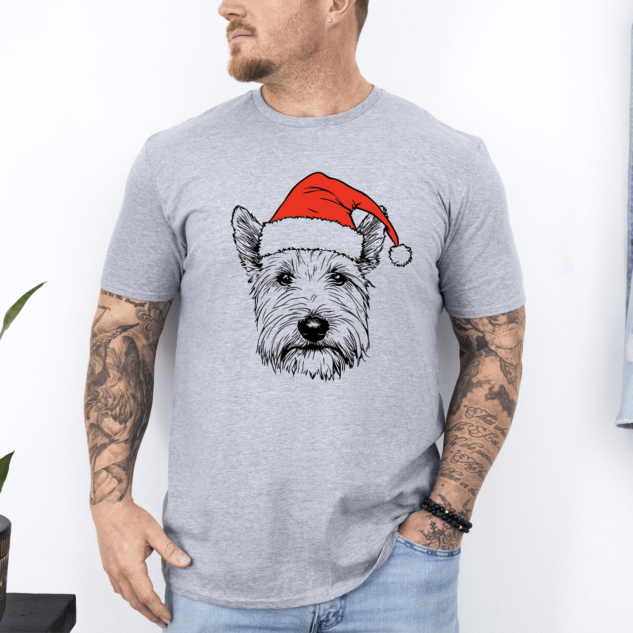 Westie West Highland White Terrier Santa Christmas Dog Lover Pet Comfort Colors Tee